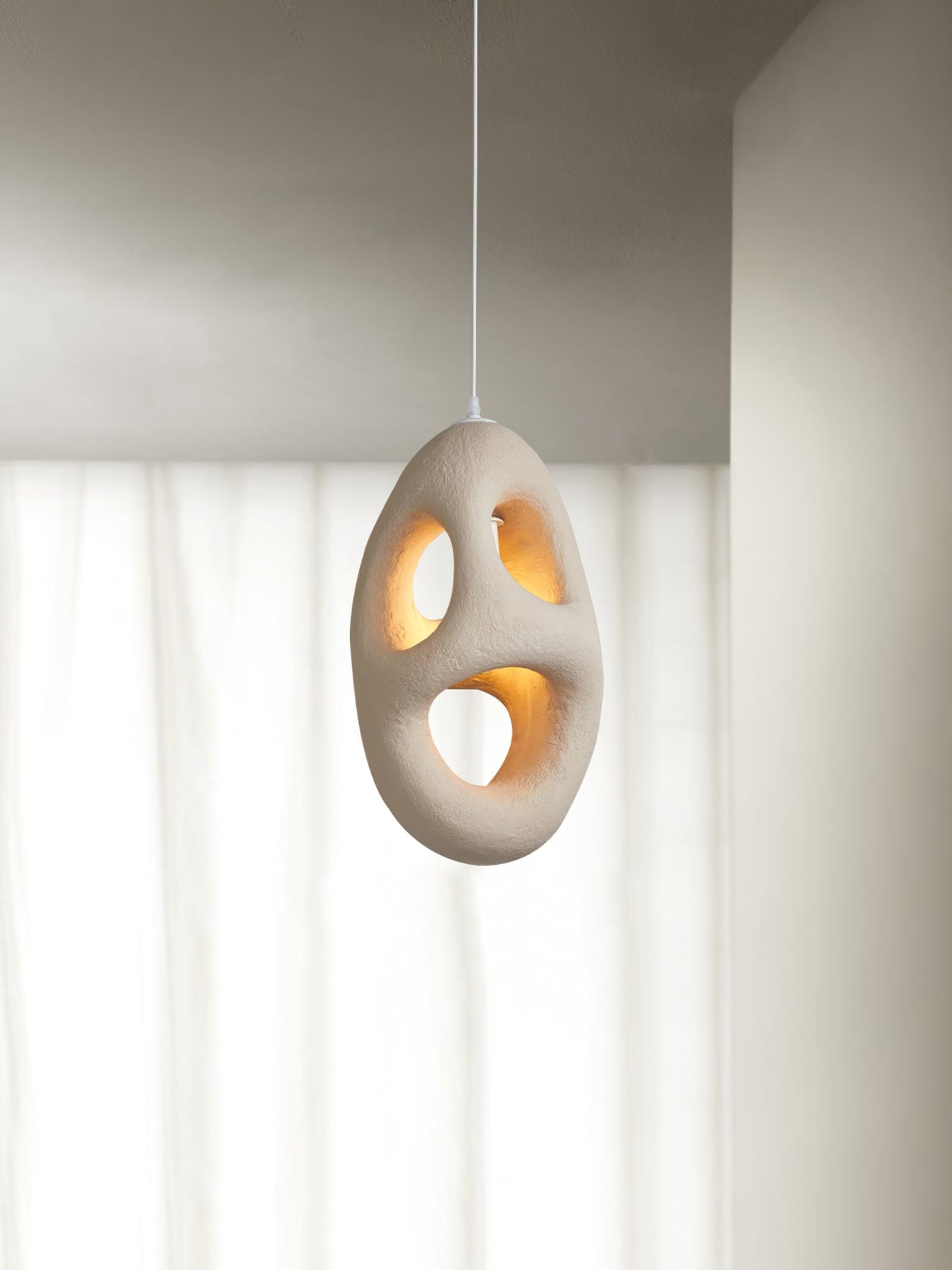 Handmade White Pendant Light - Modern Glass Hanging Lamp for Kitchen Island, Dining Room & Bedroom Lighting