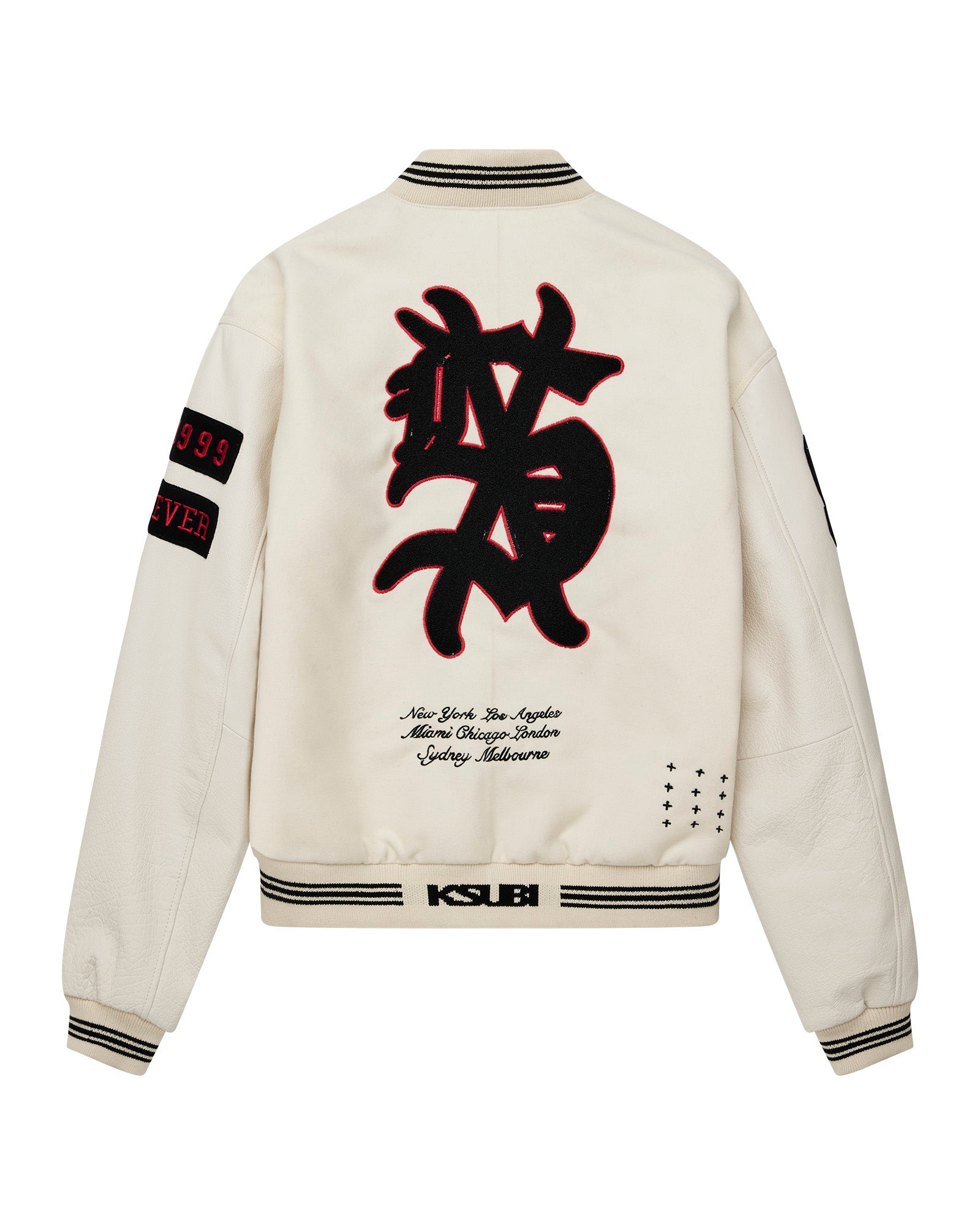 Playoff Varsity Jacket Ecru - Classic Letterman Jacket for Men & Women - Perfect for Sports, School, and Casual Wear