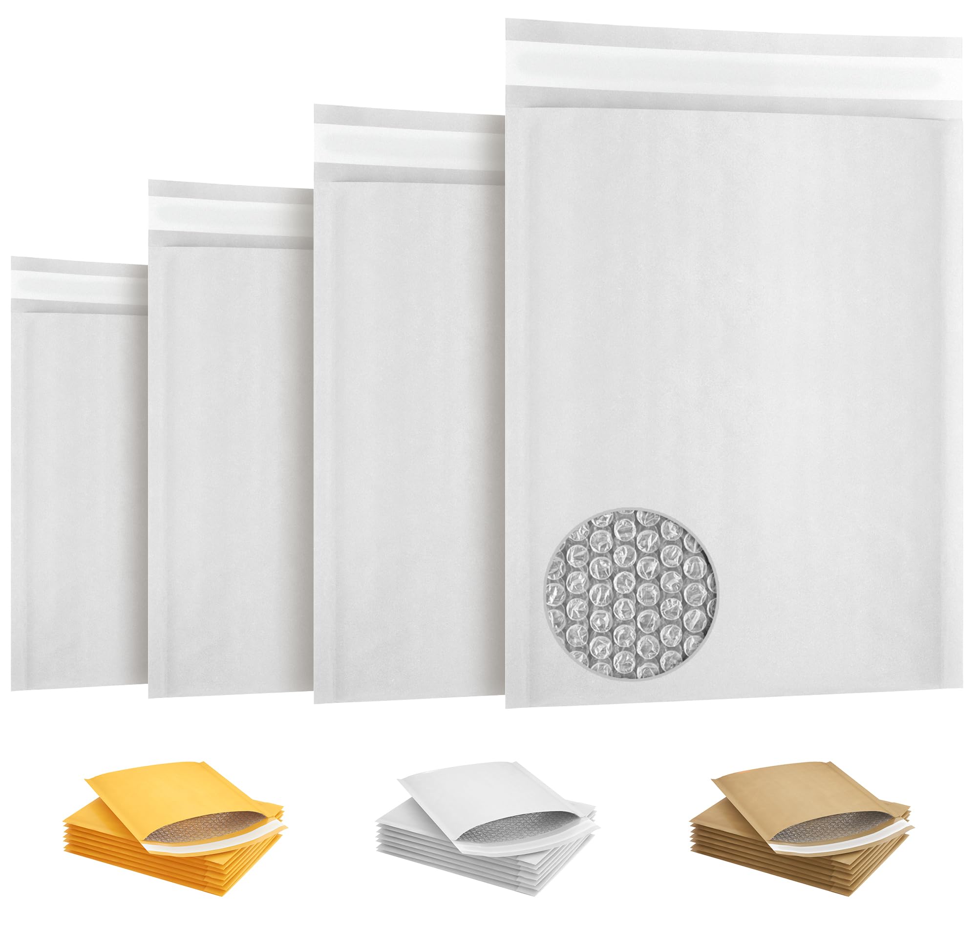 650 Pack 6.5 x 9 Inches White Kraft Bubble Mailer Envelopes - Self Seal, Waterproof & Tear-Resistant Padded Mailing Envelopes for Ecommerce, Shipping, Packaging (Sturdy Paper Mailers for Small Business & Online Sellers)