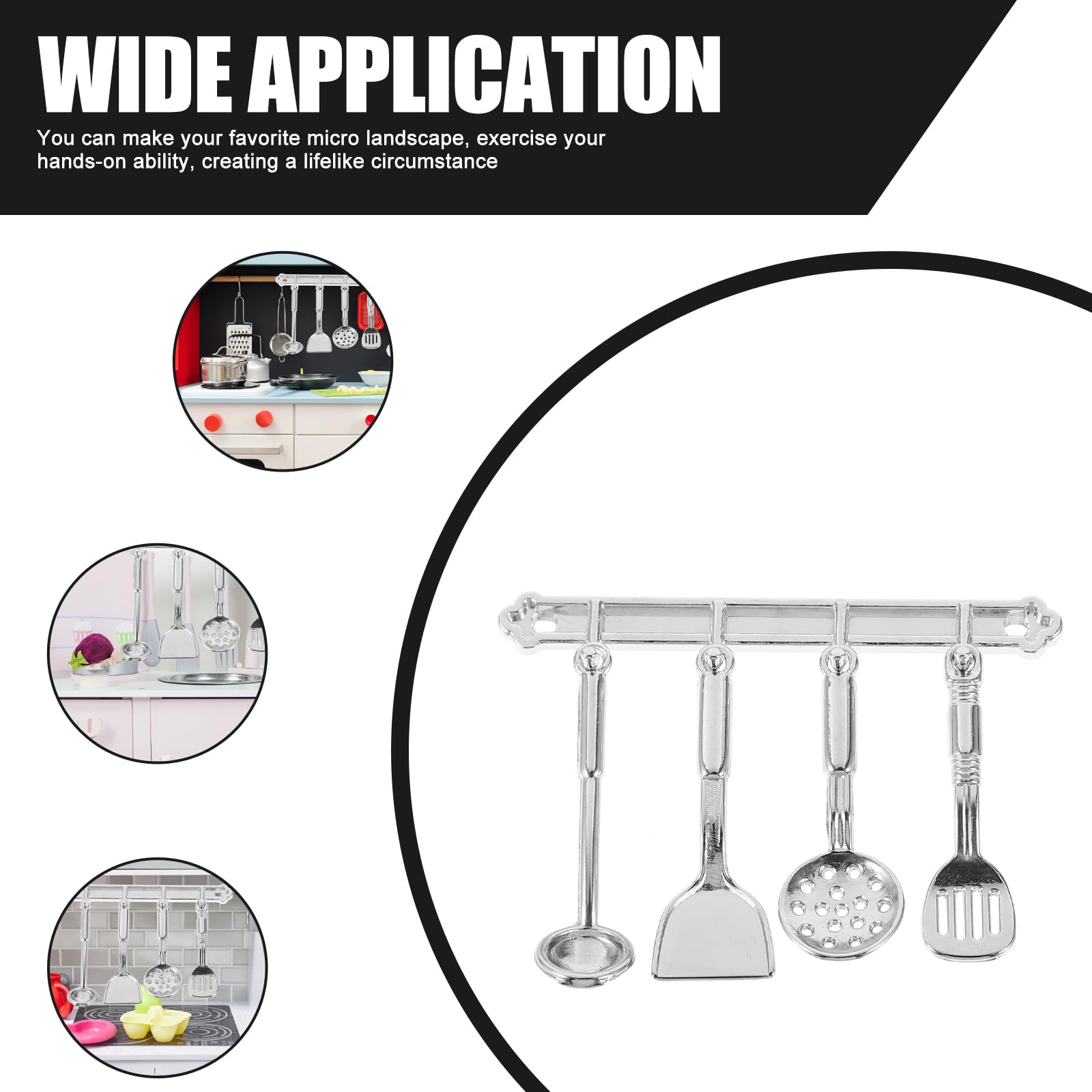 1:12 Scale Miniature Dollhouse Kitchen Set - Tiny Cooking Utensils with Hanging Rack | Mini Ladle, Spoon, Turner & Shovel | Perfect for Dollhouse Accessories, Tiny House Decor & Model Displays | Great Gift for Collectors & DIY Enthusiasts