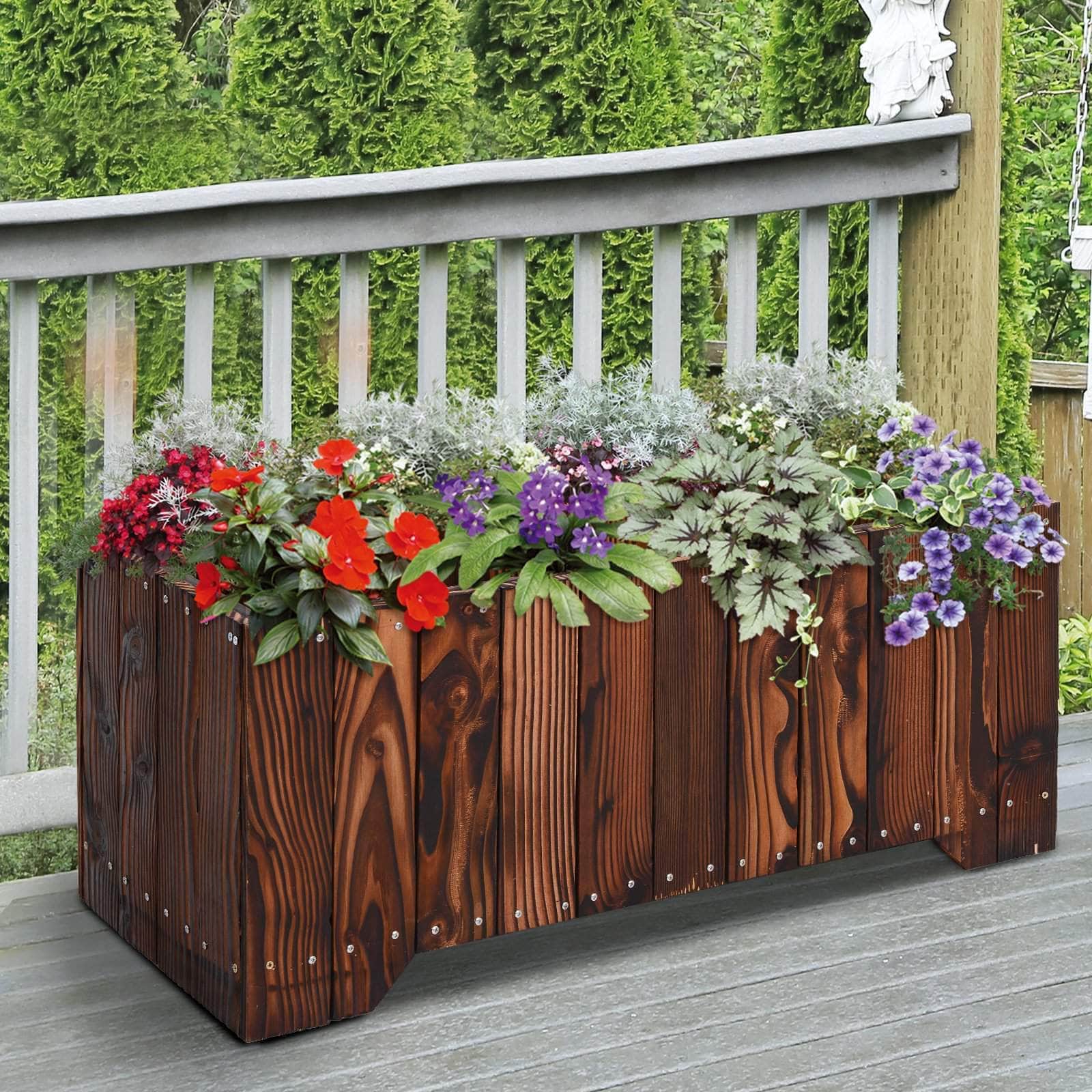 Natural Solid Fir Wood Raised Garden Bed Planter Box - Durable Outdoor Rectangle Planter for Vegetables, Flowers & Herbs - Perfect for Backyard, Patio & Urban Gardening