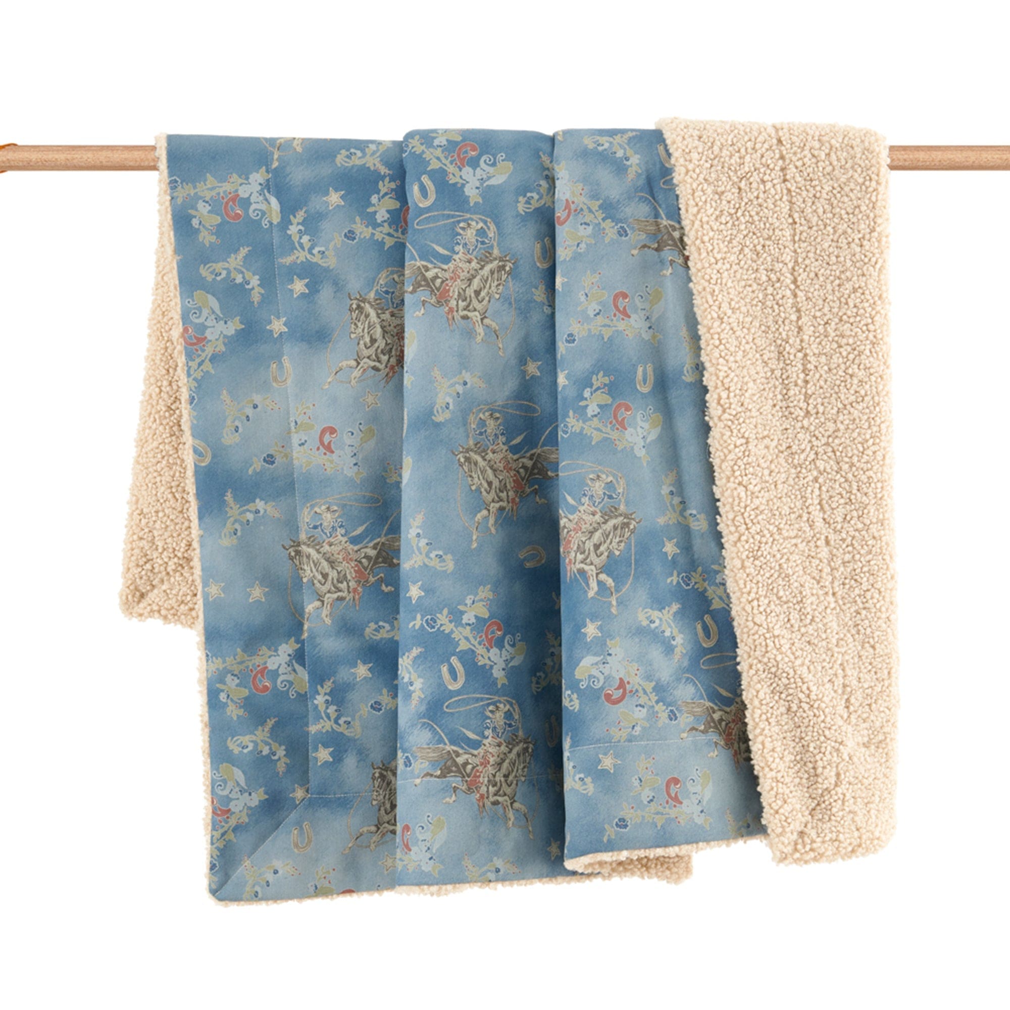 Lee Western Washed Denim Teddy Backed Throw Blanket - Cozy Flannel-Lined Western Style Throw for Couch, Bed & Home Decor - Perfect for Fall, Winter & Cabin Decorating