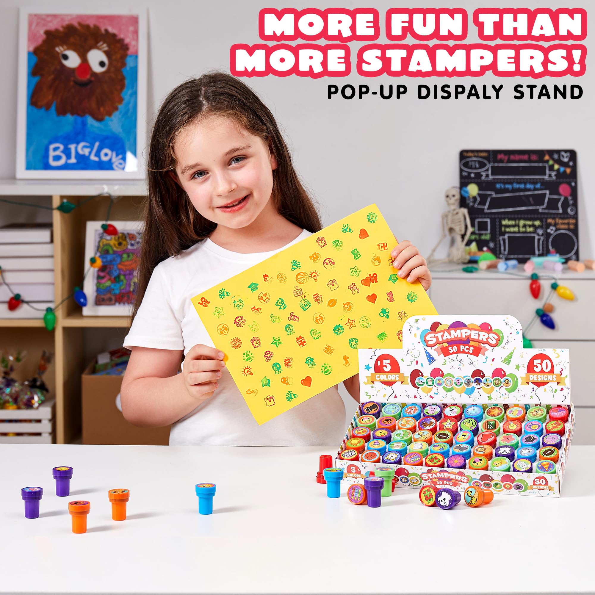 JOYIN 50 Pcs Self-Inking Stamps for Kids - Assorted Animal & Holiday Designs, Perfect for Birthday Party Favors, Classroom Rewards, Carnival Prizes, Goodie Bags & Holiday Gifts (Zoo, Christmas, Halloween) - Great for Arts & Crafts, Scrapbooking & DIY Projects