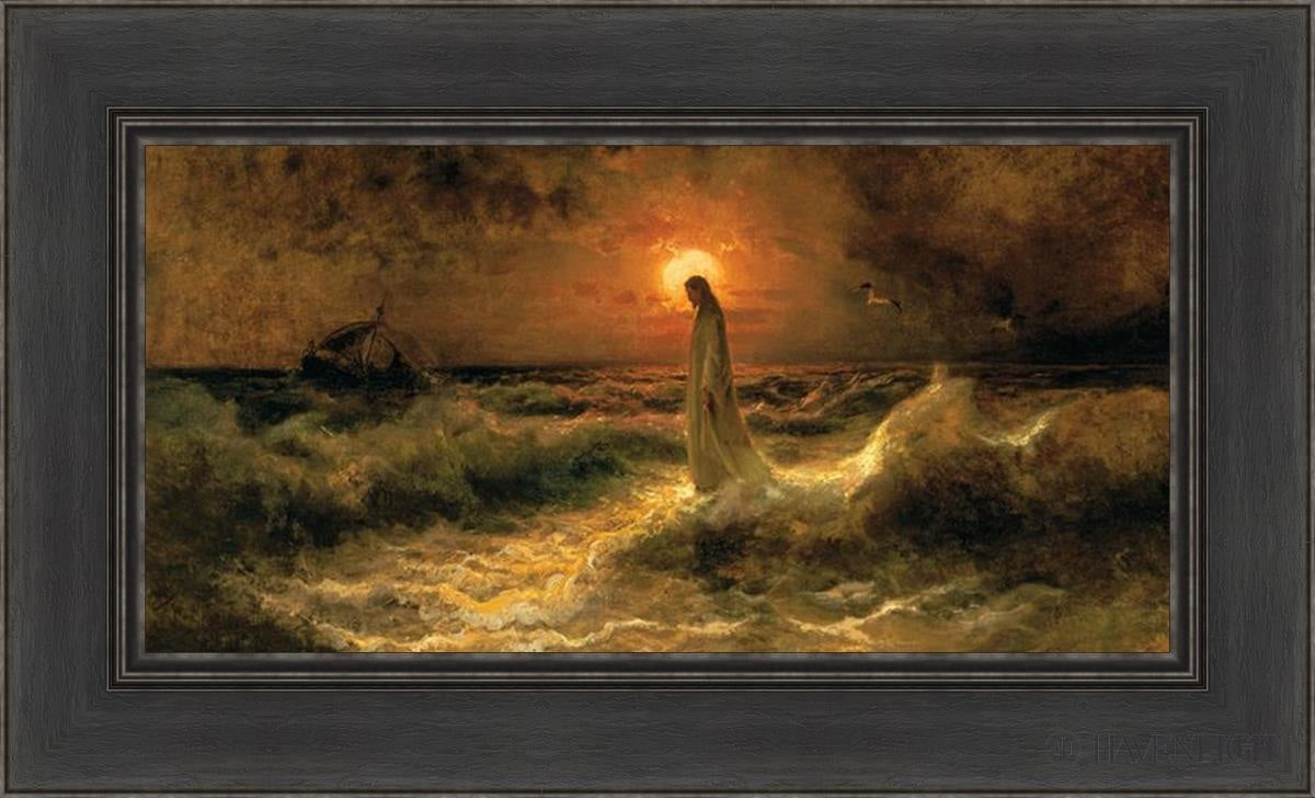 Christ Walking On The Water - Religious Wall Art Decor for Home, Church & Office - Inspirational Christian Painting for Faith-Based Interiors
