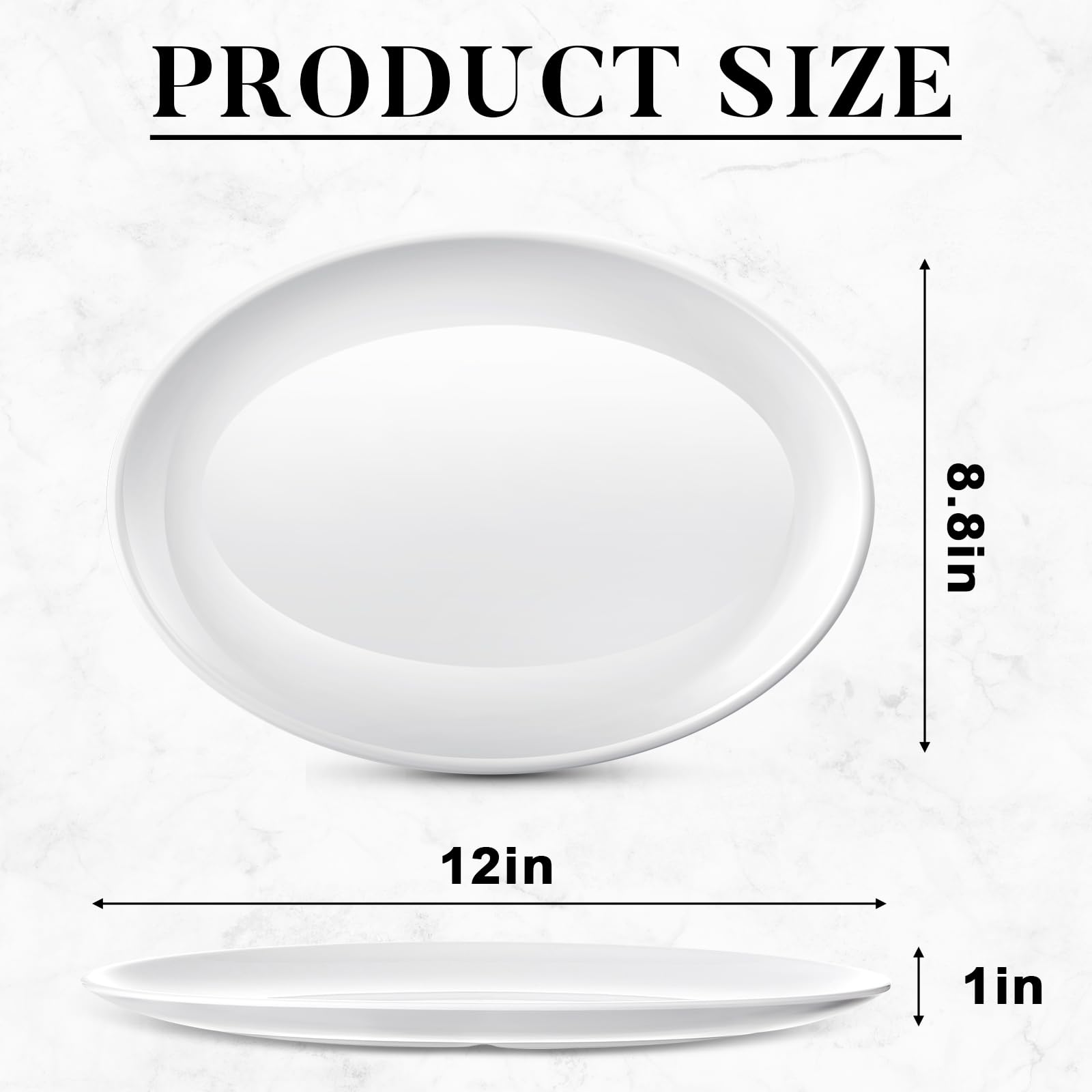 Dandat 36 Pcs Large White Oval Serving Platters - 12 Inch Restaurant Quality Serving Trays for Turkey, Meat, Steak, Fish & Appetizers - Perfect for Home Parties, Buffets & Holiday Dining