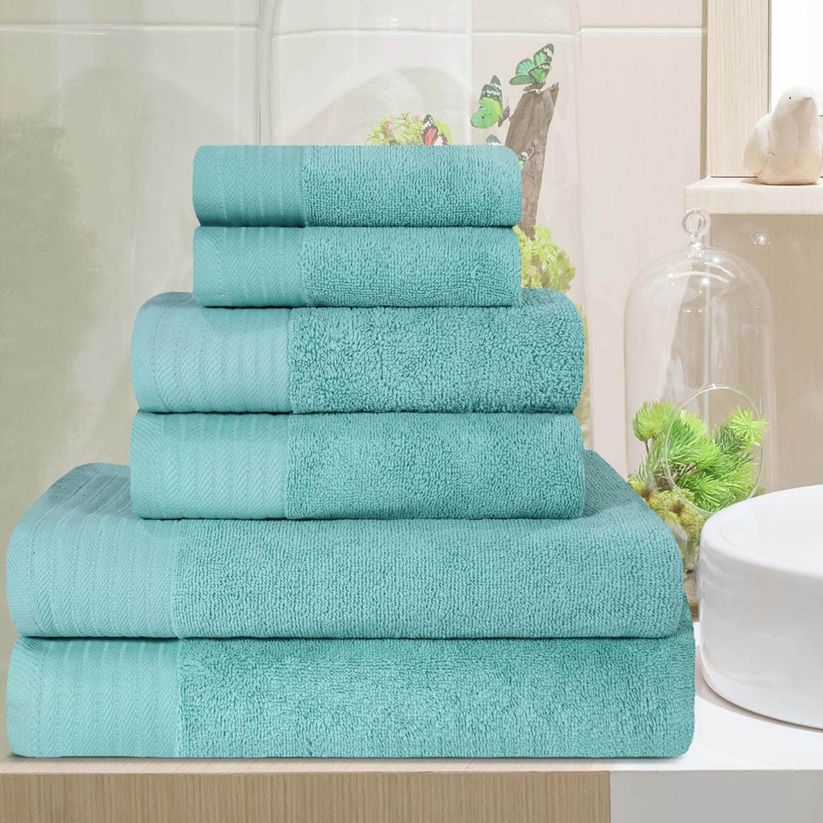 Premium 6-Piece Turkish Cotton Herringbone Bath Towel Set - Ultra Soft & Absorbent - Luxury Bath, Spa & Guest Towels for Home & Hotel Use