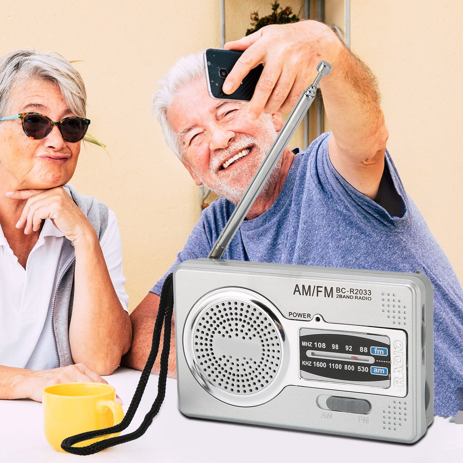ASHATA AM FM Portable Pocket Radio - Compact Transistor Radio with Headphone Jack & Built-in Speaker DSP Chip | Battery Operated (AA) | Perfect for Seniors, Emergency Kits, Outdoor Activities & Daily Use