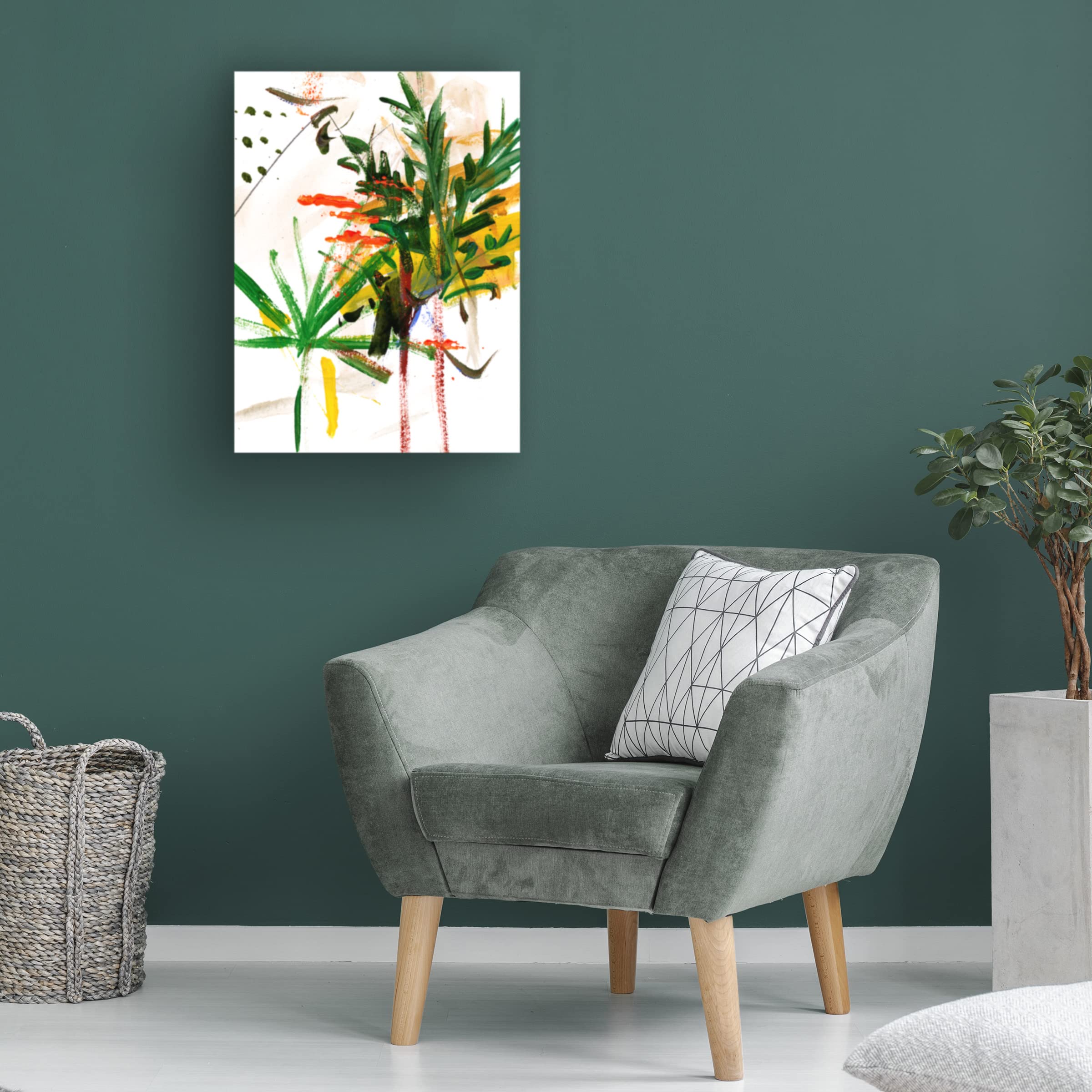 Melissa Wang 'Jungle in My Heart I' Canvas Wall Art - Modern Tropical Botanical Painting for Living Room, Bedroom & Office Decor