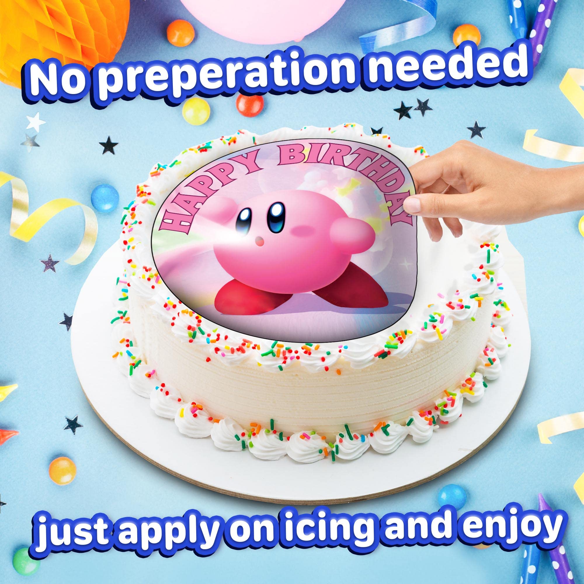 7.5 Inch Pink Star Hero Cake Topper - Edible Round Birthday Cake Decorations for Happy Birthday Party, Wedding, Baby Shower & Special Events