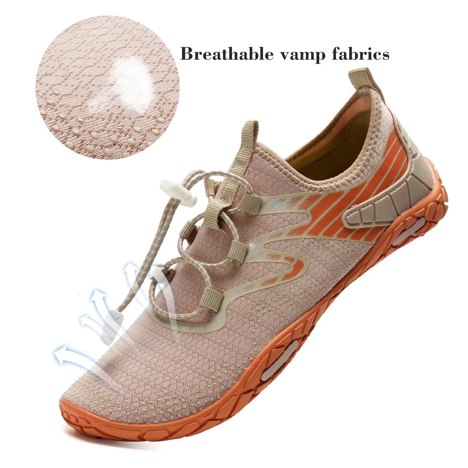 WateLves Quick-Dry Water Shoes for Men & Women - Lightweight Aqua Socks for Beach, Swimming, Surfing, Yoga & Water Aerobics - Breathable Pool Shoes (Apricot, Size 40) - Perfect for Summer Water Activities & Outdoor Sports