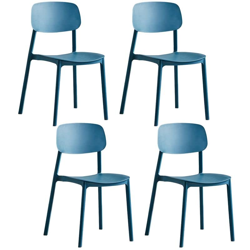 Modern Stackable Plastic Dining Chairs - Minimalist Armless Side Chairs for Home, Kitchen, Cafe & Milk Tea Shop (Set of 4, Peacock Blue) | Perfect for Small Spaces, Restaurants & Contemporary Dining Areas
