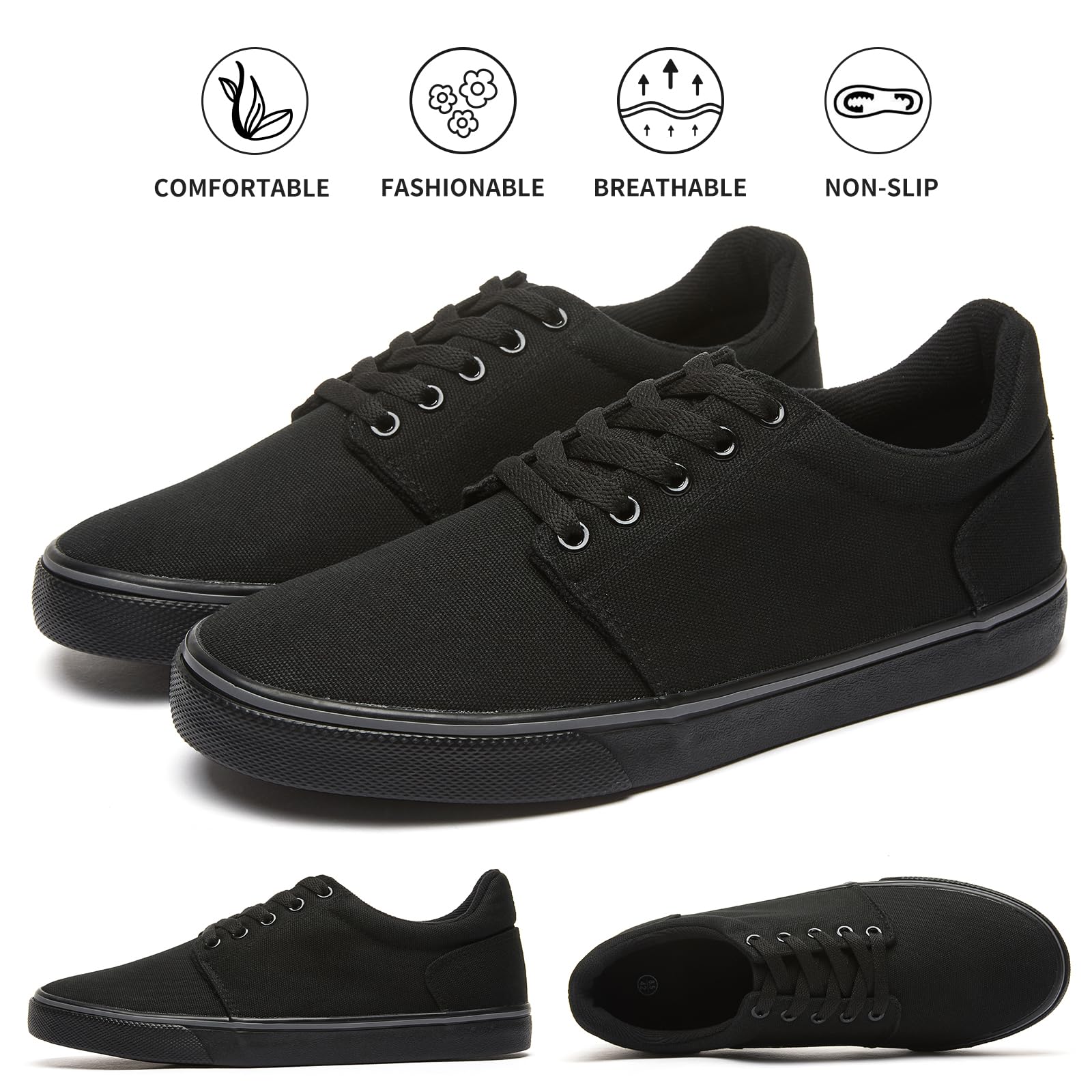 **Men's Classic Canvas Sneakers - Low Top Lace-Up Comfortable Casual Skate Shoes for Men | Perfect for Everyday Wear, Street Style & Skateboarding**