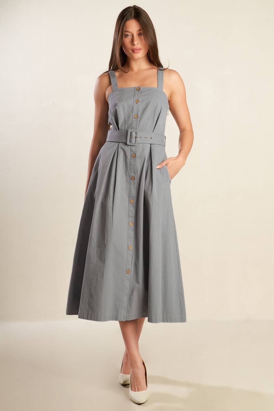 California Dreaming Button Down Dress for Women - Flowy Summer Casual Dress with Pockets - Perfect for Beach, Vacation & Everyday Wear