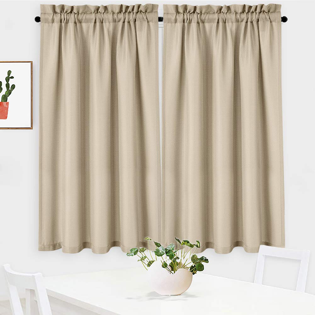 Waffle Woven Textured Short Curtains Set of 2 - 30