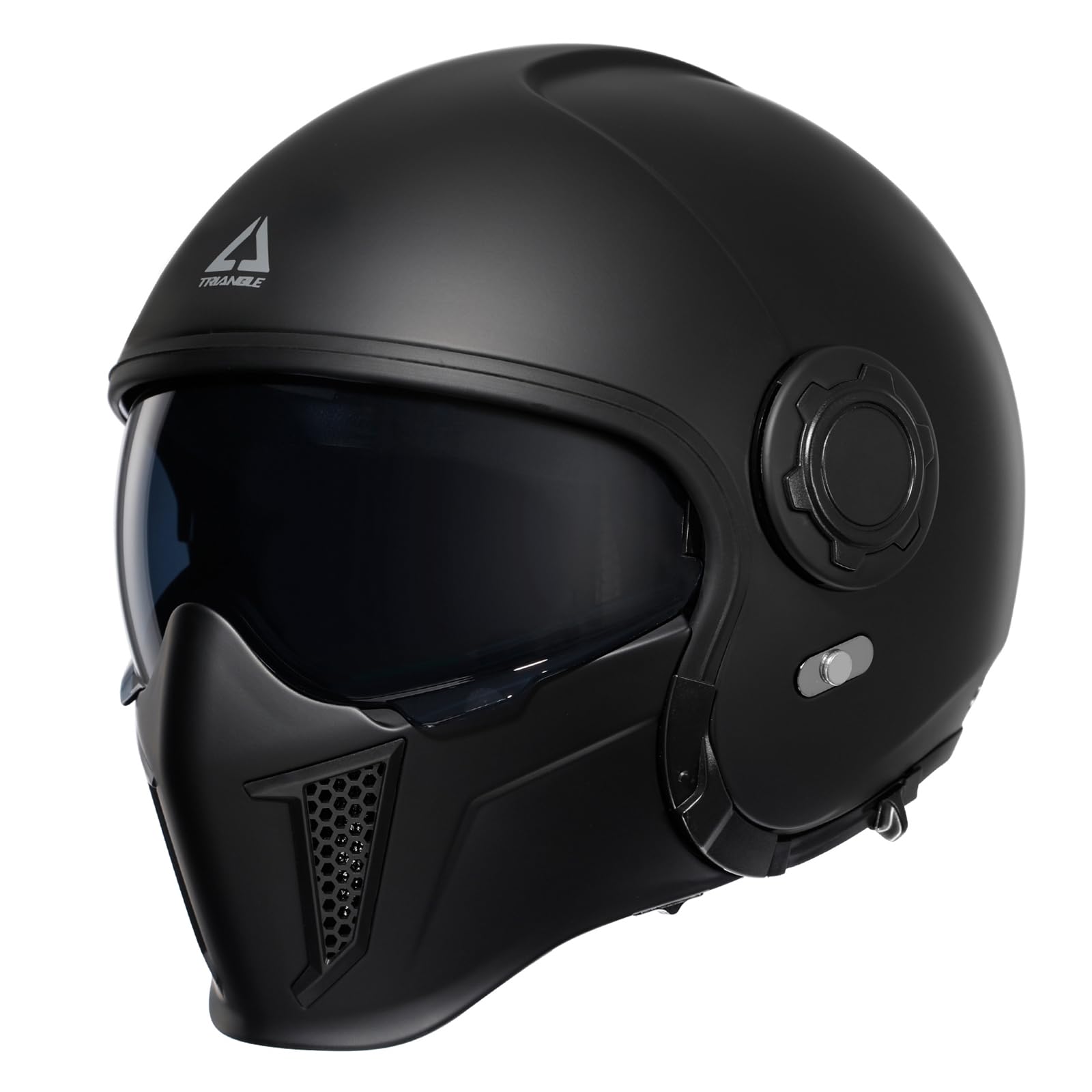 DOT Approved TRIANGLE Full Face Motorcycle Helmet for Men & Women - Off-Road Motocross & Racing Helmet with Dual Visor & Internal Tinted Sunshield - Open Face 3/4 Adult Helmet (Black, XXL) - Perfect for Street Riding, Dirt Biking & Motorcycle Racing