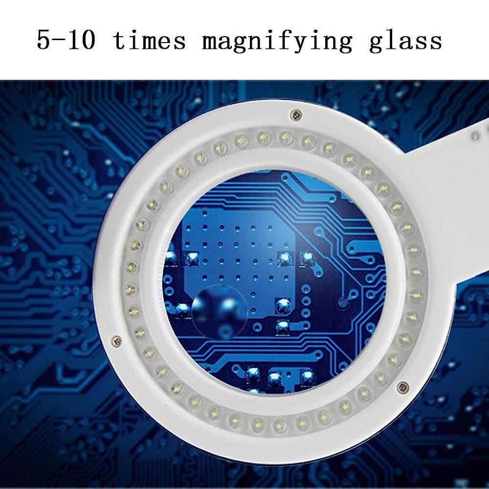 CRODY Magnifying Desk Lamp with 40 LED Lights - 5X/10X Magnification for Reading, Welding, Repair & Crafts - Adjustable Brightness for Elderly & Hobbyists - Perfect for Home, Office & Workshop Use