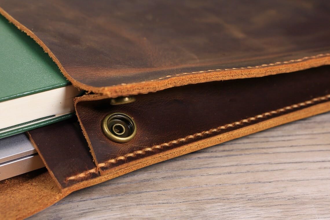 Premium Handmade Leather MacBook Sleeve Case for 2023 MacBook Pro 14/16 & 2022 MacBook Air 13/15 - Durable Laptop Bag with Soft Interior Protection - Perfect for Office, Travel & School (MACX05S-B)