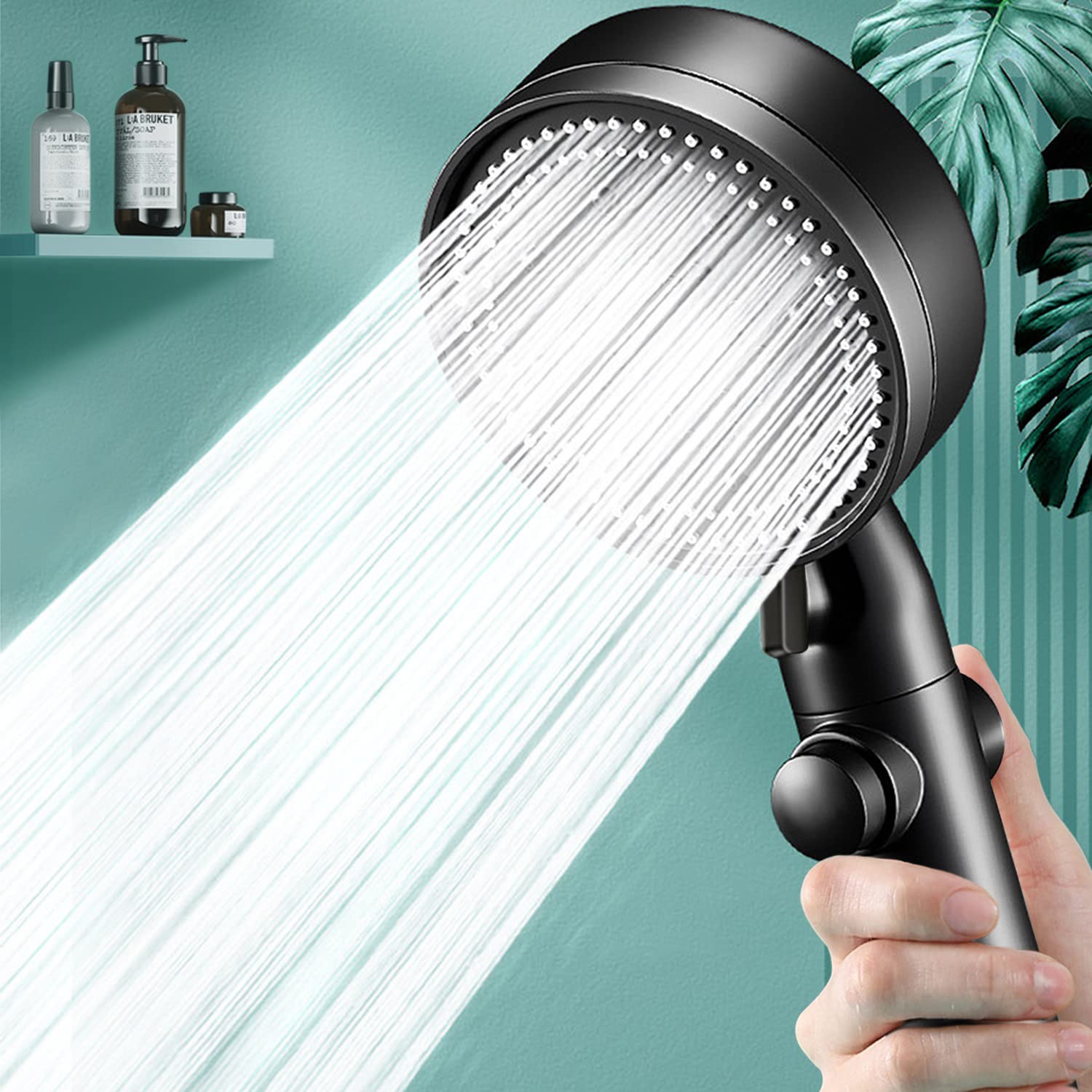 High Pressure Handheld Shower Head with 5 Adjustable Spray Modes & One-Touch Water Stop - Perfect for Bathroom, Spa, and Pet Washing