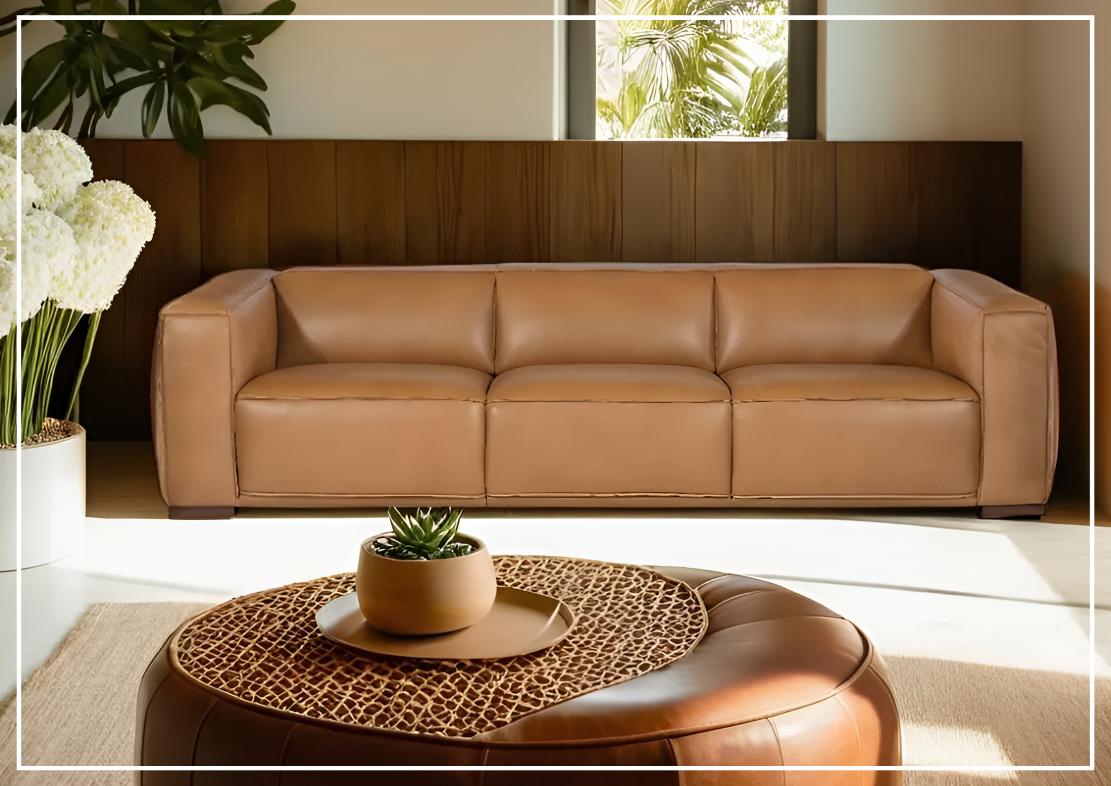 Hooker Furniture Maria 3-Seater Sofa in Clay Brown - Modern Living Room Couch for Comfortable Lounging and Entertaining