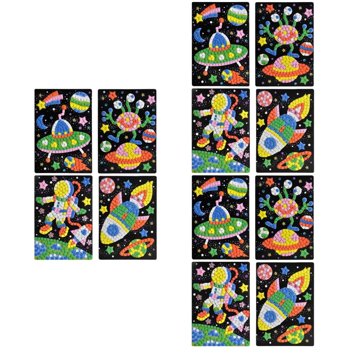 **Abaodam 12-Piece Mosaic Sticker Puzzle Set for Kids - Cartoon Stickers, DIY Picture Puzzle, Educational Toys for Children - Perfect for Creative Play, Birthday Gifts & Classroom Activities**