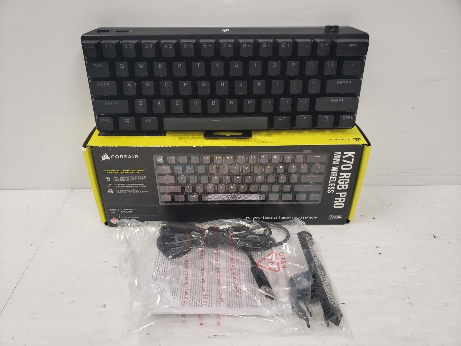 Corsair K70 RGB Pro Mini Wireless Mechanical Gaming Keyboard - 60% Compact, Bluetooth & USB, RGB Backlit - Perfect for Gaming, Office, and Travel