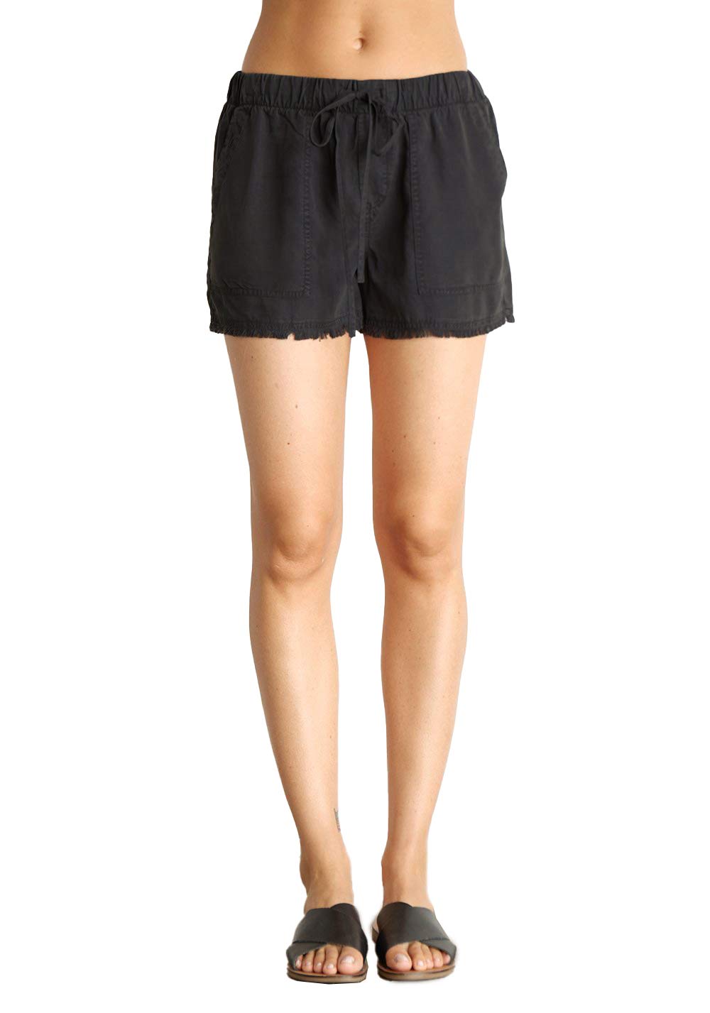 Bella Dahl Women's Distressed Denim Shorts with Frayed Hem - Comfortable High Waisted Summer Shorts for Casual Wear & Beach Outfits
