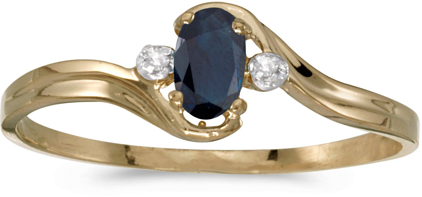 14K Yellow Gold Oval Sapphire and Diamond Ring for Women - Elegant Engagement, Wedding, Anniversary Jewelry Gift
