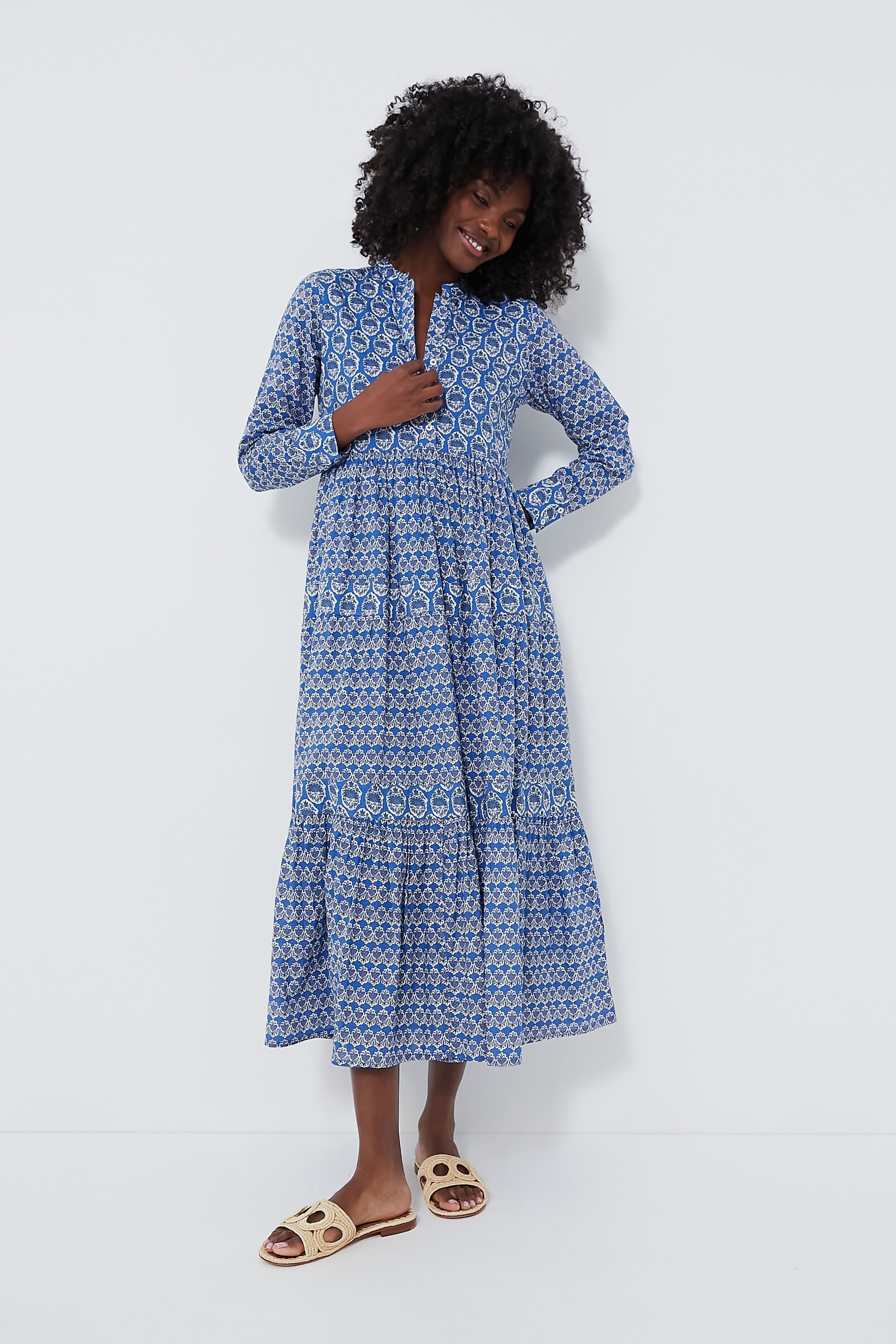 Blue Gwenyth Diwali Maxi Dress for Women - Elegant Long Flowy Boho Dress for Festival, Party & Special Occasions