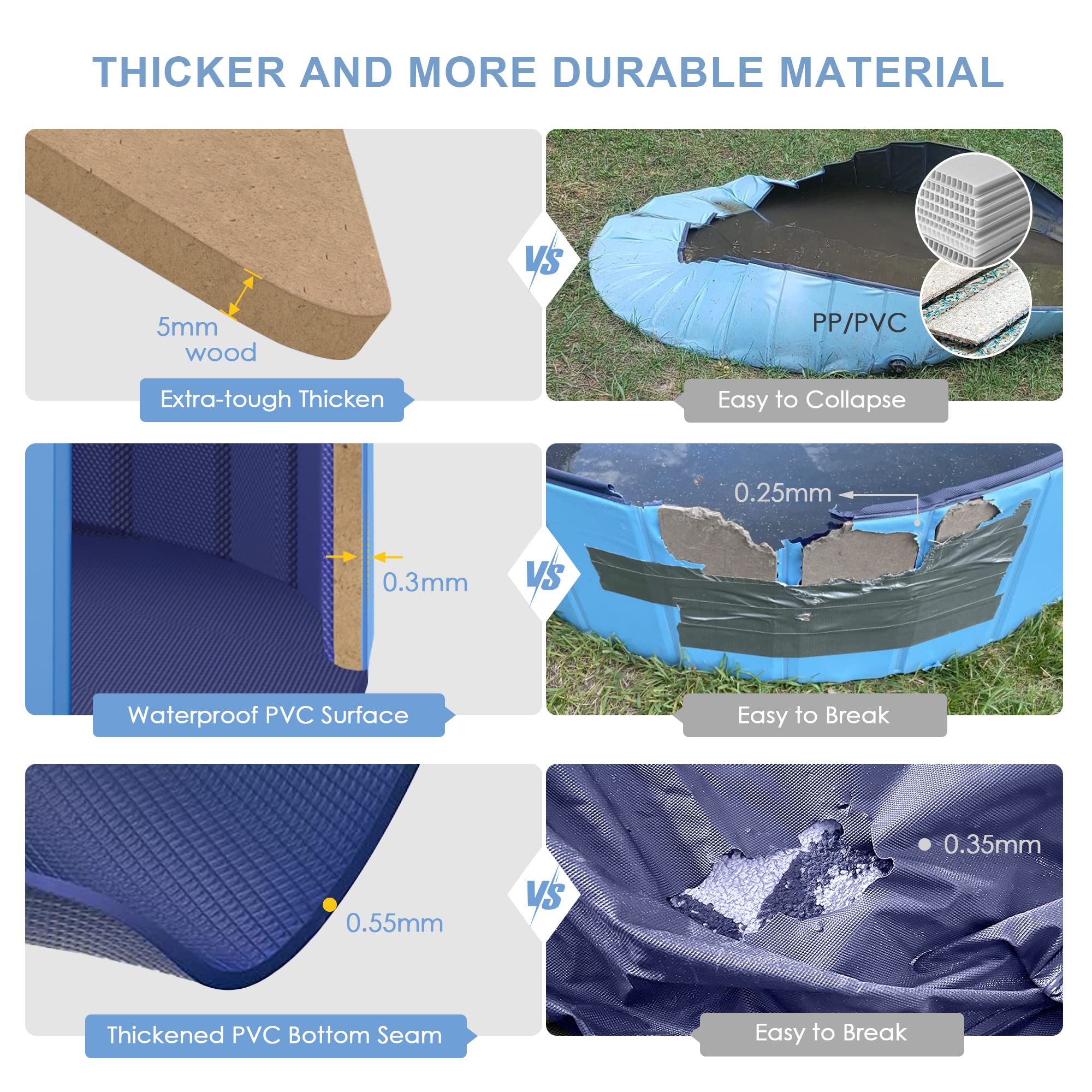 Foldable Dog Pool for Small to Large Dogs & Cats - 31.5