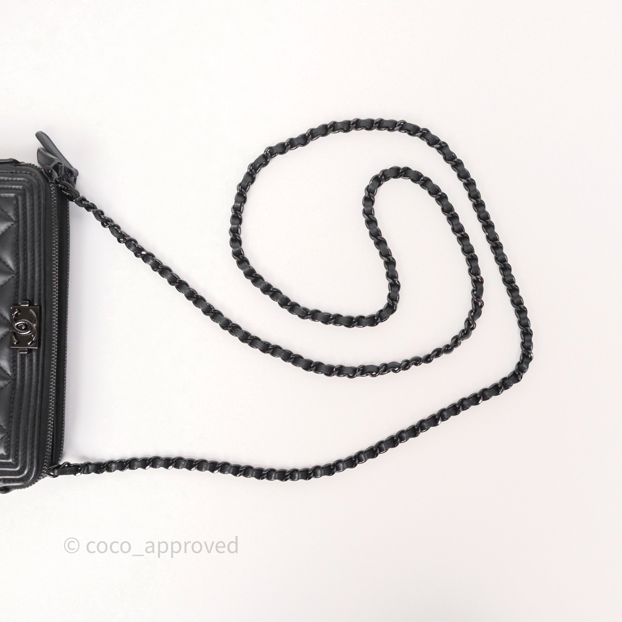 Chanel Boy Double Zip Clutch On Chain So Black Lambskin Leather Crossbody Bag - Perfect for Evening Parties, Date Nights & Luxury Fashion Accessories