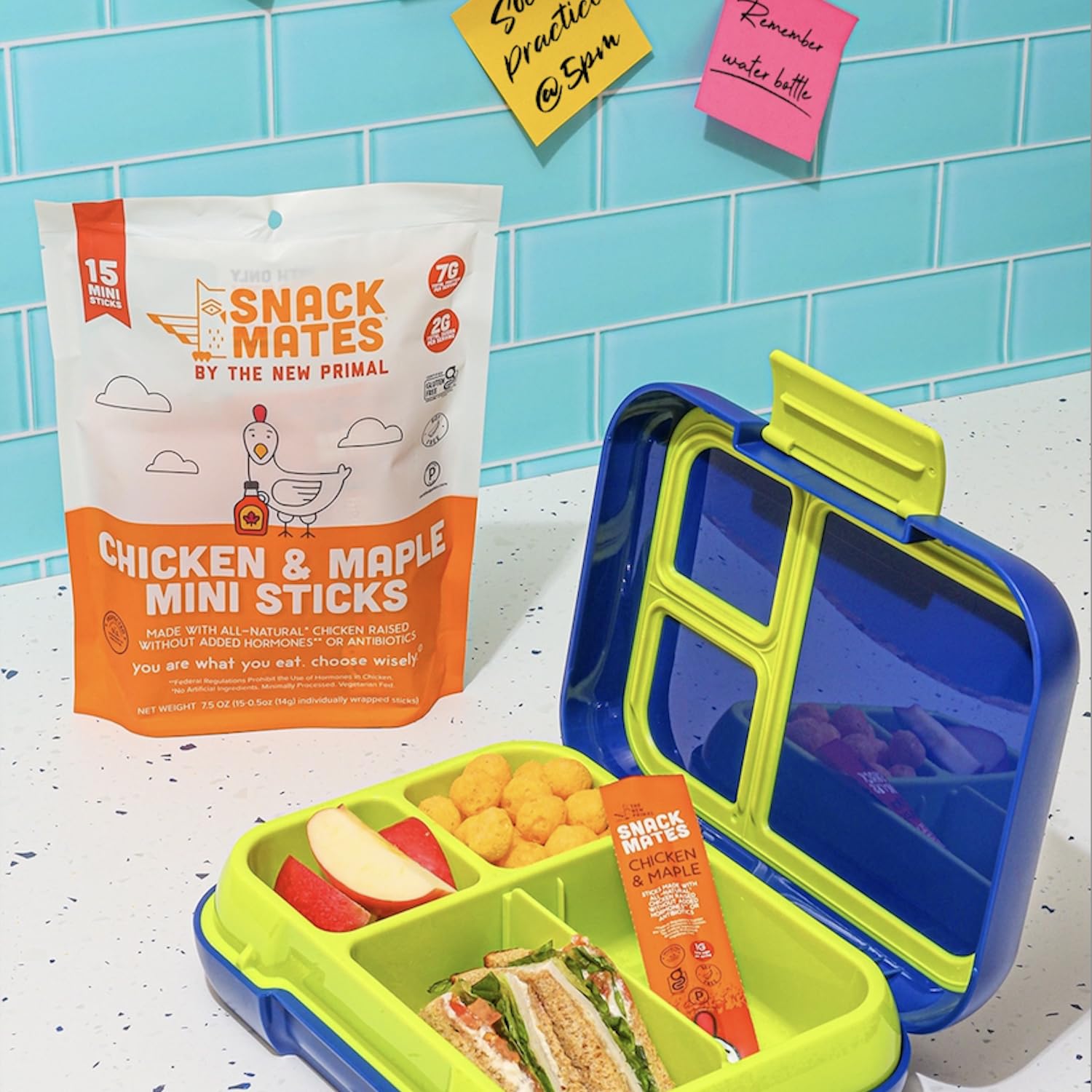 The New Primal Snack Mates Chicken & Maple Sticks – Gluten Free, Low Sugar, High Protein (7g) Healthy Kids Snacks – 50 Calorie Mini Paleo Jerky Meat Sticks (40 Pack) – Perfect for School Lunches, After-School Snacks & On-The-Go Nutrition