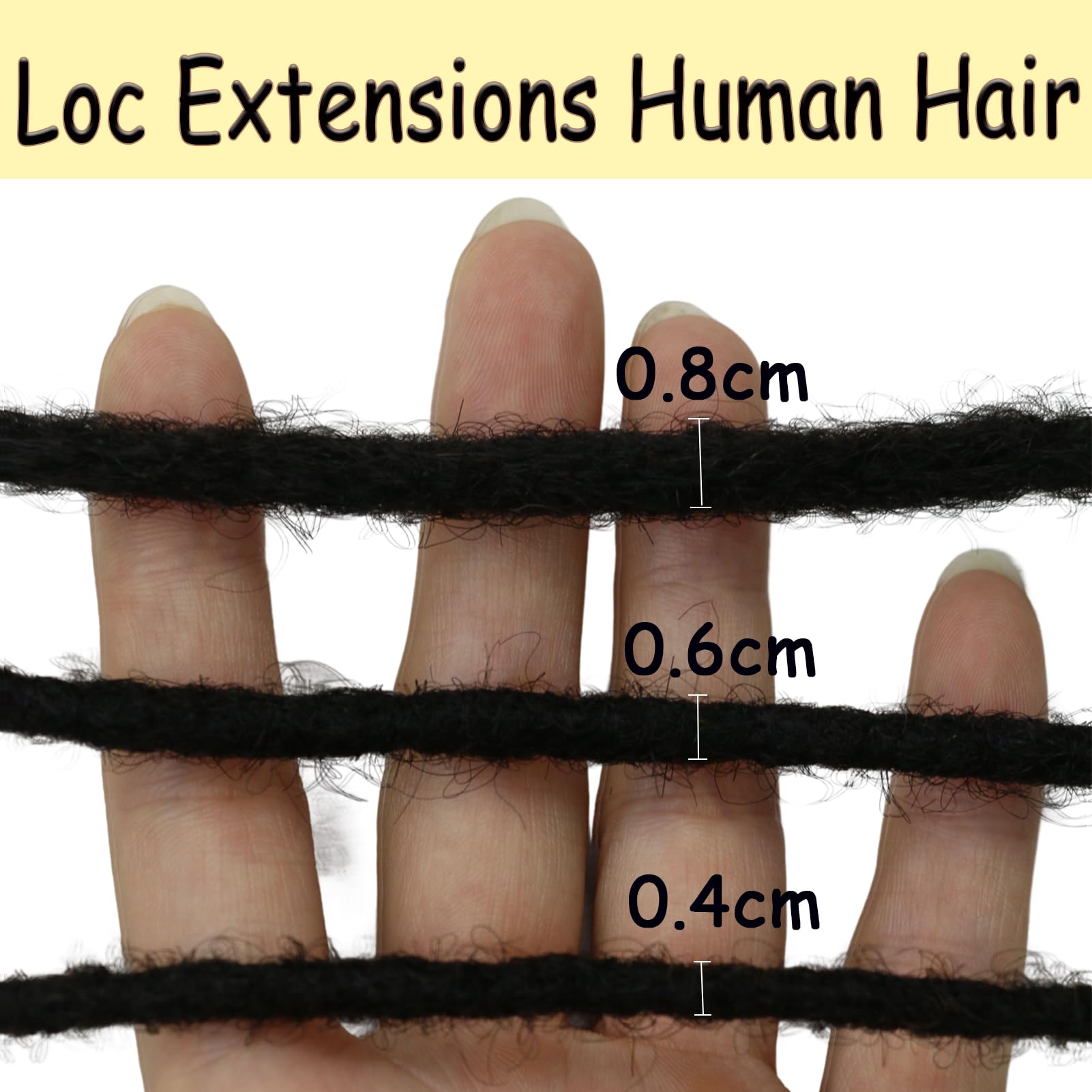 0.4cm Permanent Human Hair Loc Extensions - 10 Inch 70 Strands Handmade Dreadlocks for Men, Women & Kids - Real Human Hair Dreadlock Extensions with Needle & Comb - Perfect for Protective Styles, Natural Hair Growth & Daily Wear