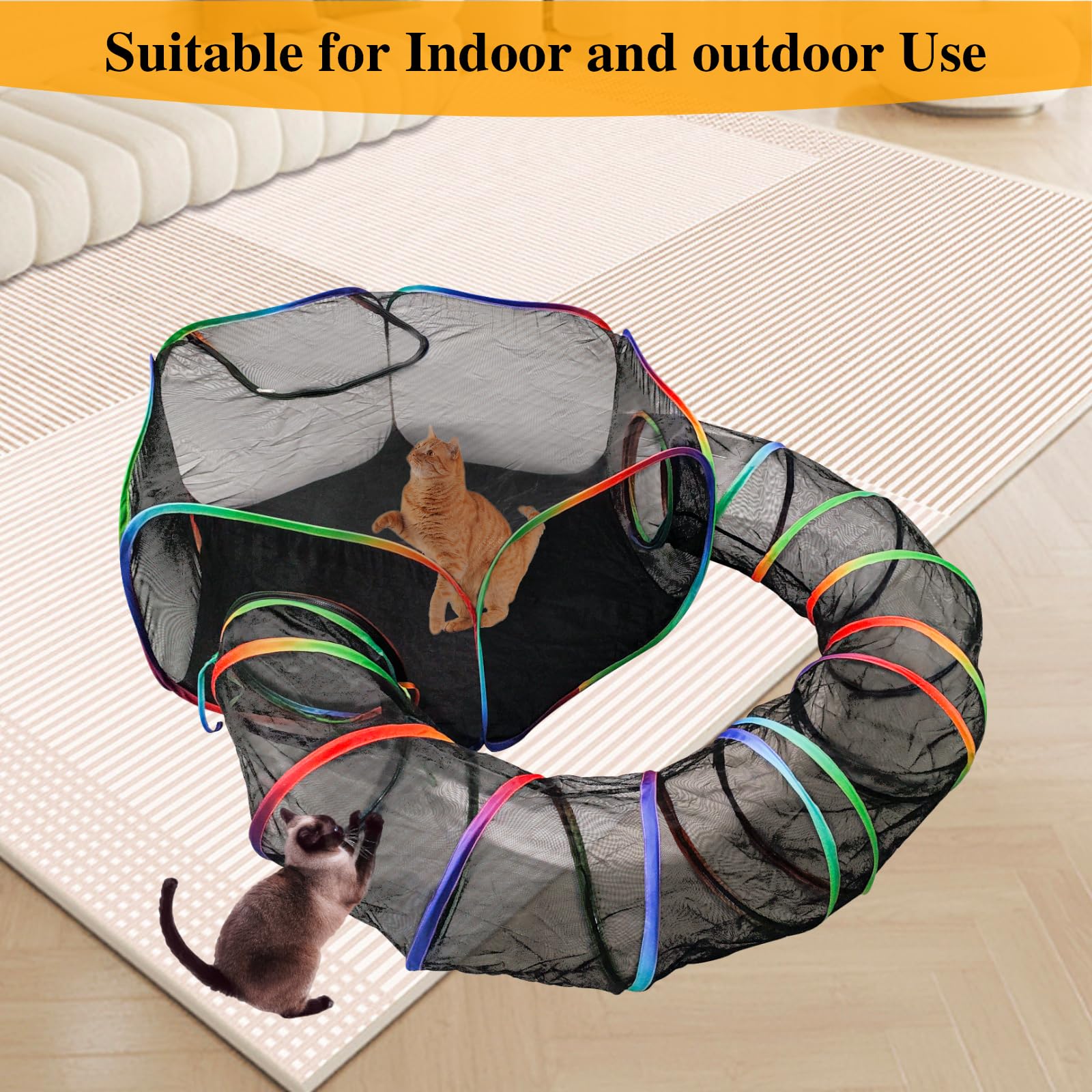 Homegroove Outdoor Cat Enclosures - Rainbow Portable Cat Playpen for Indoor Cats, Includes Cat Tent & Tunnel with Carry Bag - Perfect for Multiple Cats & Small Pets - Ideal for Backyard, Patio, and Travel Adventures