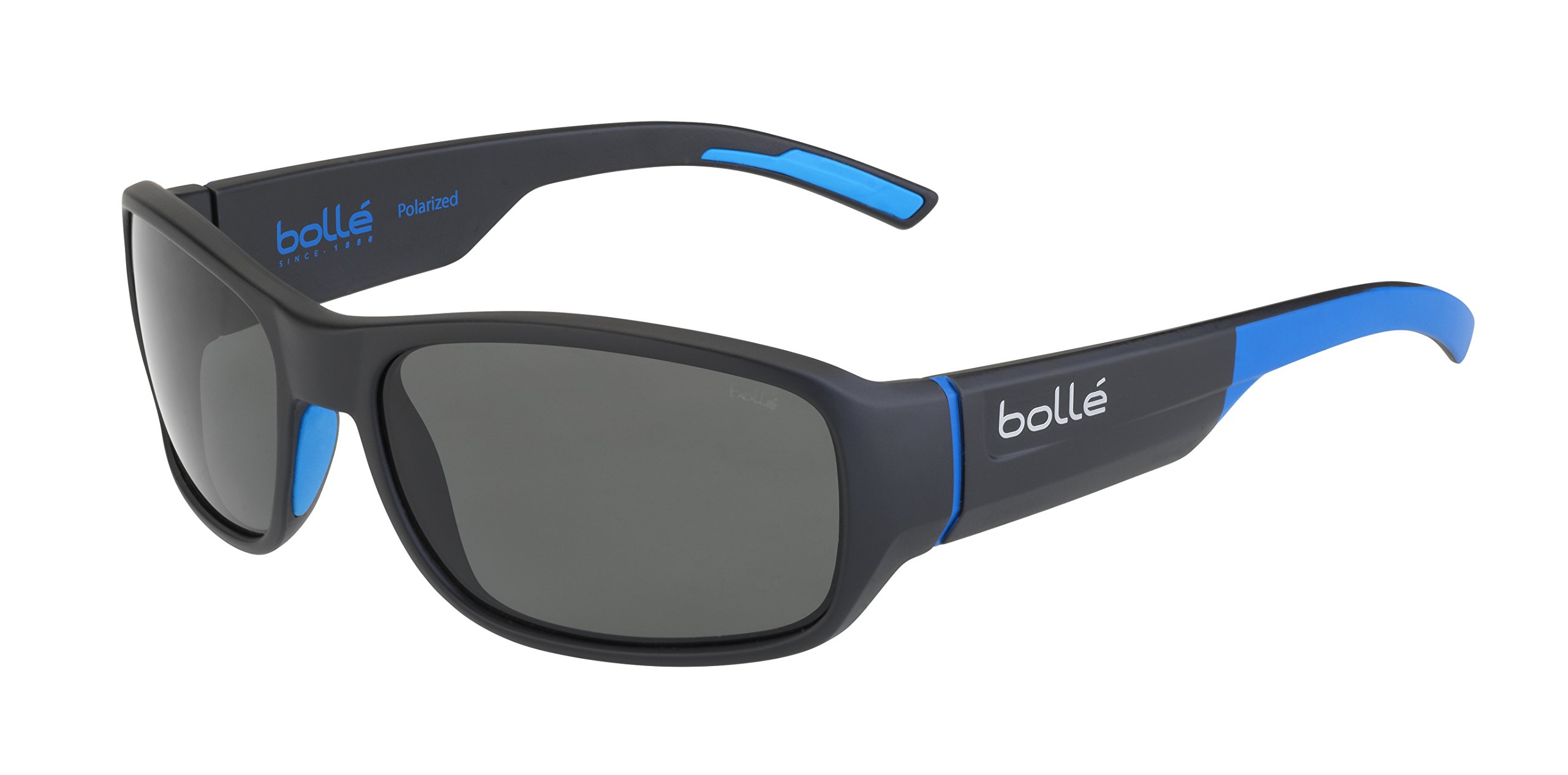 Bollé Heron Matte Black & Blue Black Polarized Sunglasses (12378) - UV Protection, Lightweight & Durable for Running, Cycling & Outdoor Sports