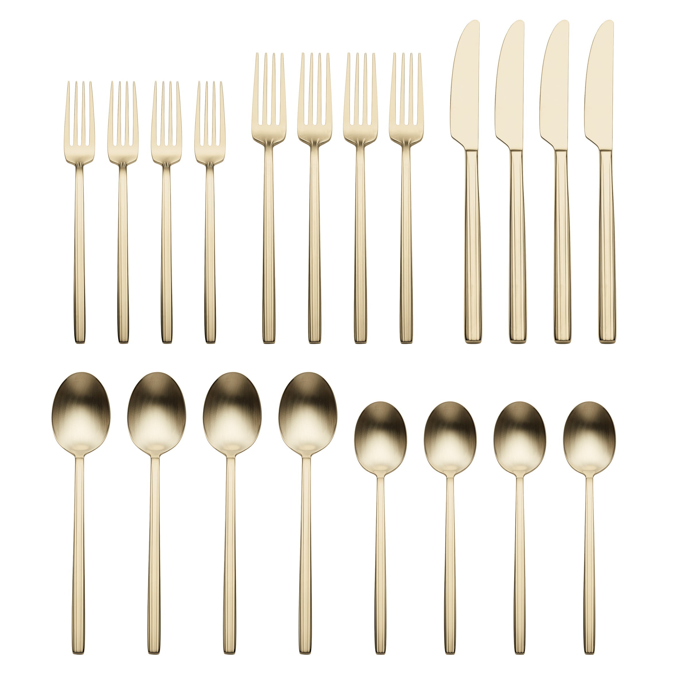Dean Champagne Satin 20-Piece Flatware Set - Elegant Stainless Steel Cutlery Set for Dining, Wedding, Parties & Home Entertaining