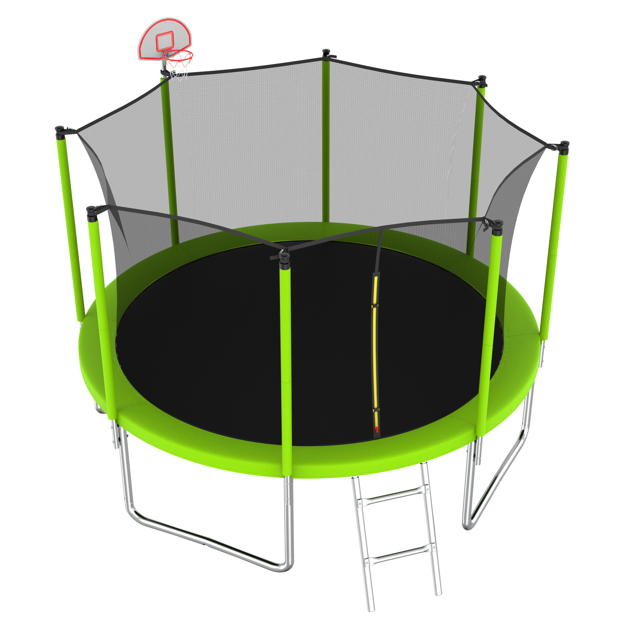 12FT Trampoline with Basketball Hoop & Safety Enclosure - Outdoor Trampoline for Kids & Adults - Backyard Fun, Exercise & Family Recreation - Includes Free Basketball Ball