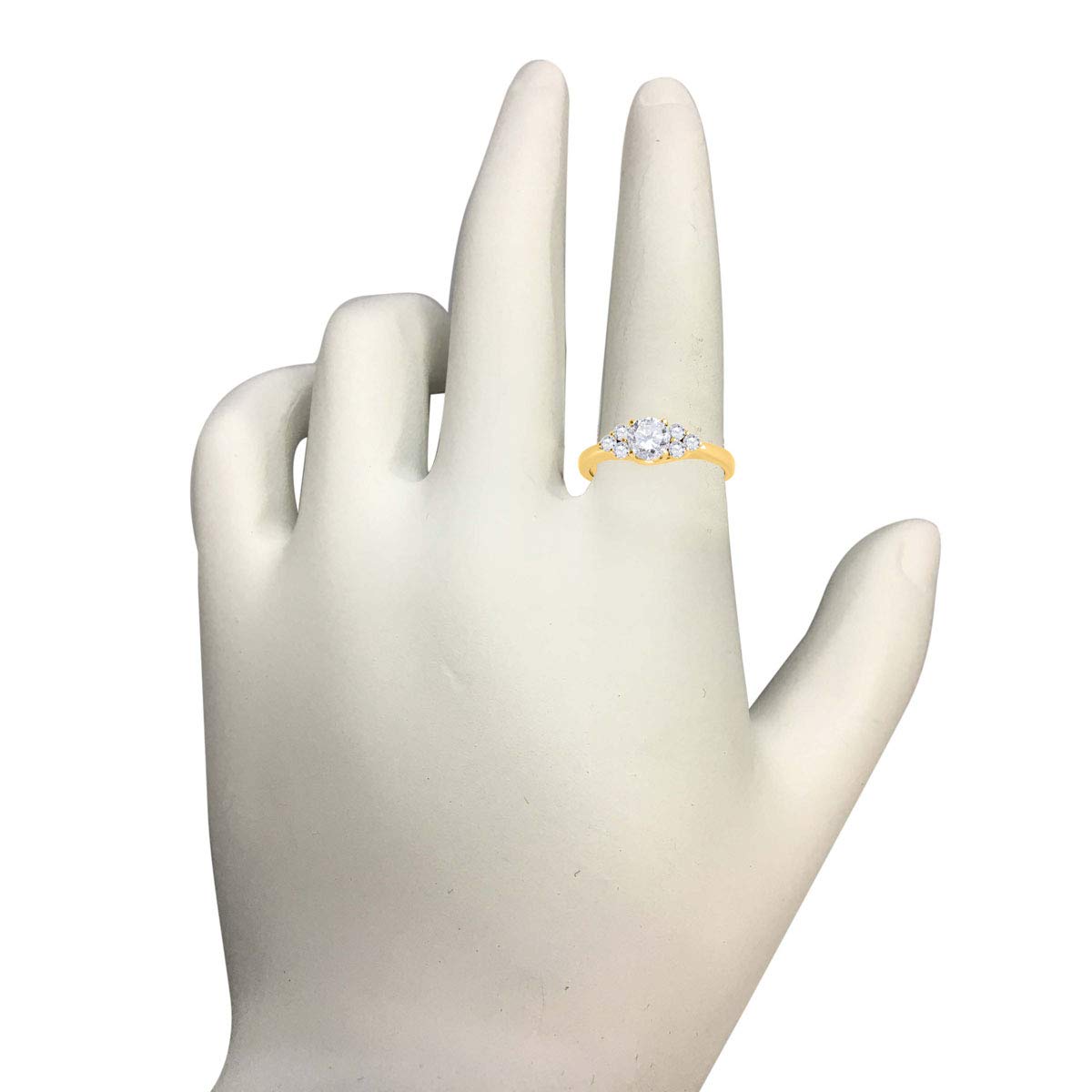 1/2 Carat Diamond Seven Stone Engagement Wedding Ring in 10K Yellow Gold - Best Valentine's Day Gift for Her, Perfect for Proposals, Anniversaries & Bridal Jewelry