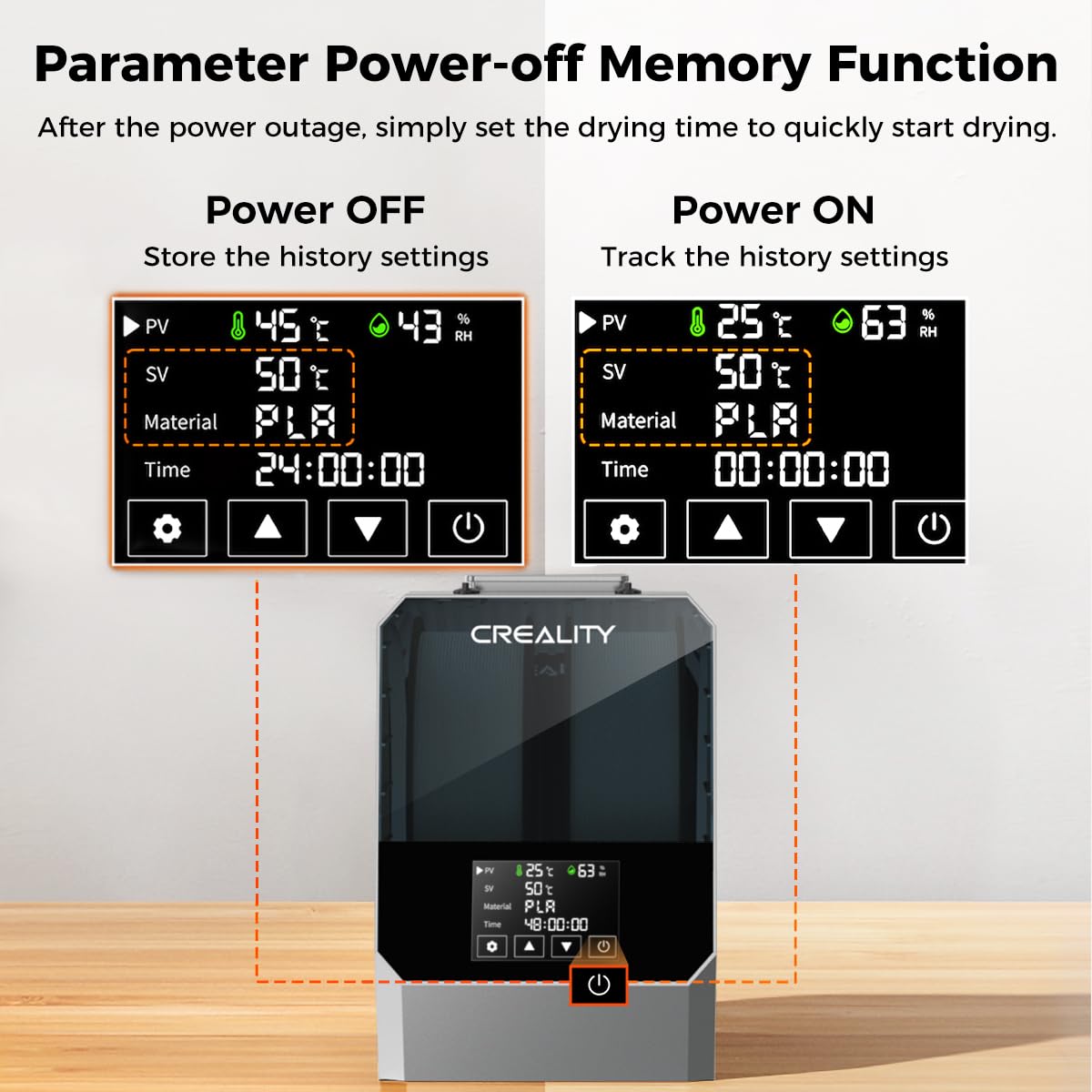 Creality Official Space PI Filament Dryer Plus - 2 Spool 3D Printer Filament Storage Box with Built-in Fan, Filament Holder & Dehydrator - One-Key Setting for PLA, ABS, PETG Filament - Perfect for 3D Printing Workshops & Home Use