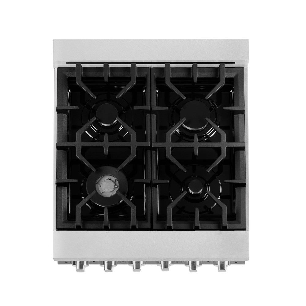 ZLINE 24 Inch 2.8 Cu Ft Dual Fuel Range - 4 Burner Gas Cooktop & Electric Convection Oven in Satin Stainless Steel (RAS SN 24) - Perfect for Home Kitchens, Professional Chefs & Modern Cooking Enthusiasts