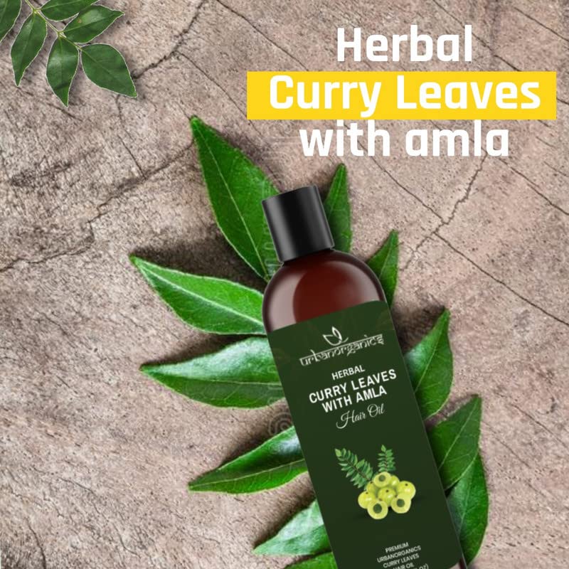 Urbanorganics Natural Curry Leaves & Amla Hair Oil - Non-Sticky, Non-Greasy Formula for Hair Growth & Scalp Care (100ml) | Perfect for Daily Hair Nourishment & Ayurvedic Treatment