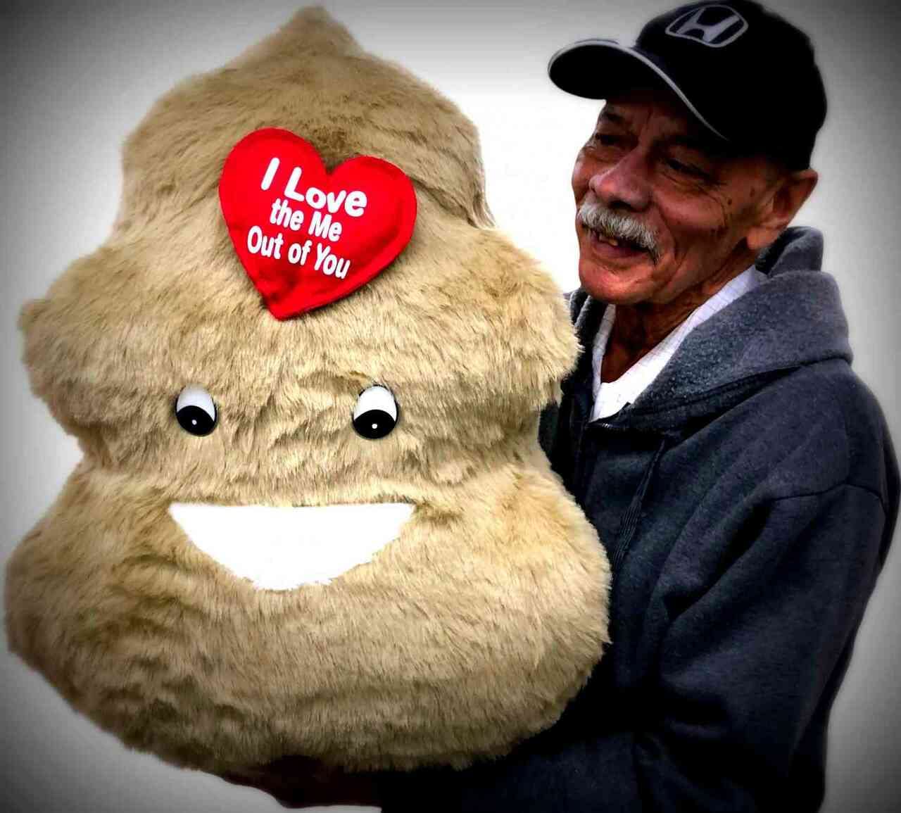 Giant Poop Emoji Plush Stuffed Toy - 28 Inch Large Soft Plushie with 'I Love The Me Out of You' Heart - 10 Pound Funny Valentine's Day Gift Made in USA | Perfect for Gag Gifts, Prank Presents & Unique Valentine Decor