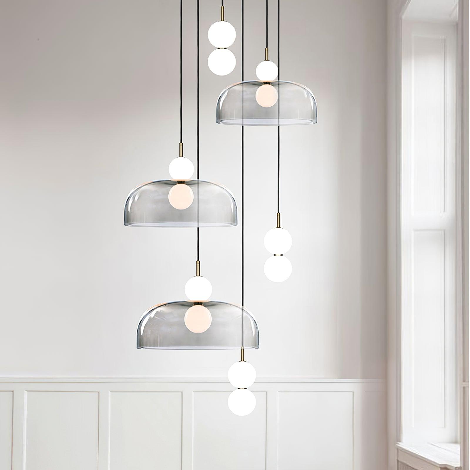 Modern Echo Glass Pendant Light - Elegant Hanging Fixture for Kitchen Island, Dining Room & Bedroom Lighting - Dimmable LED Chandelier for Home Decor