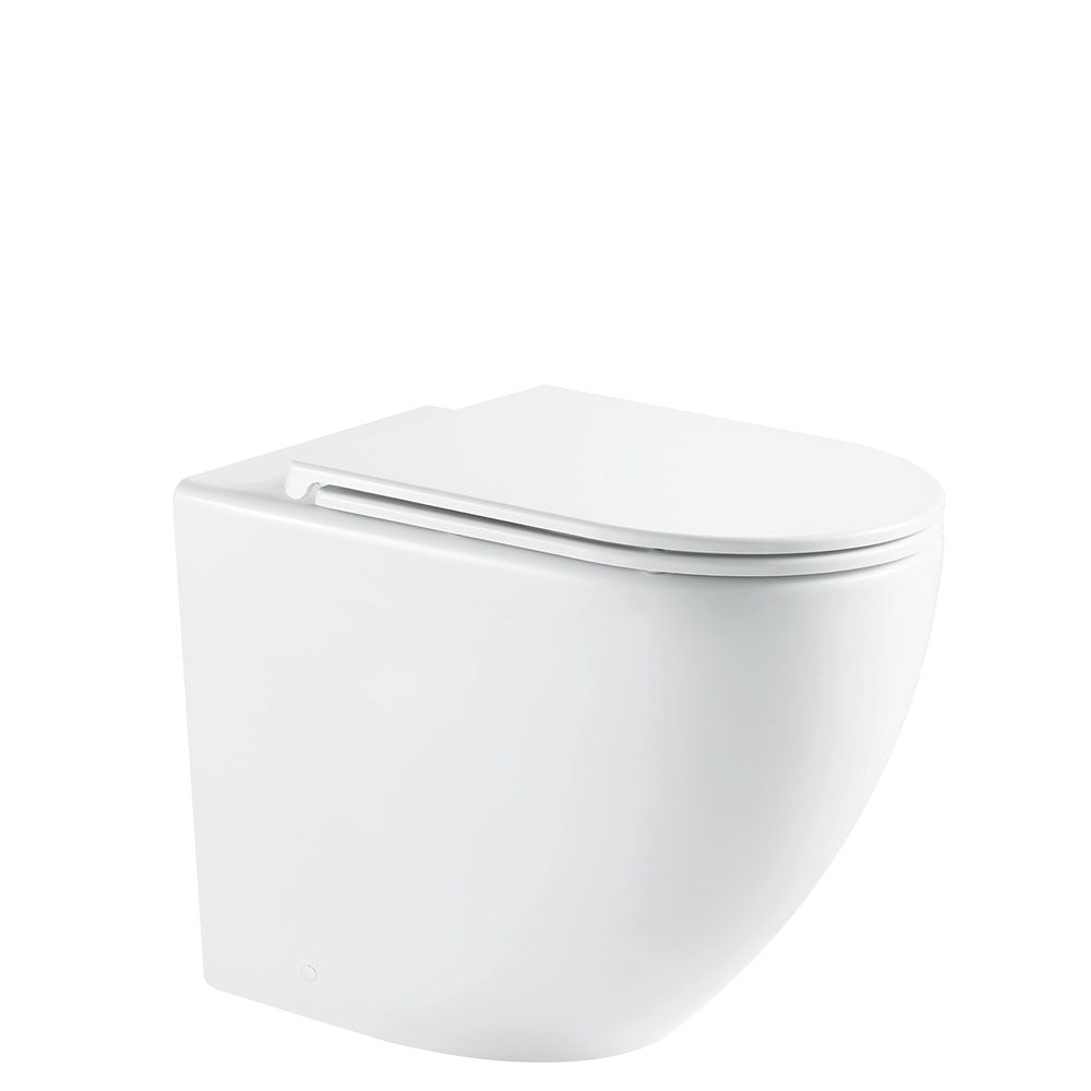 Fienza K025A PS 2 Alix Wall-Mounted Toilet Suite with Slim Seat & S-Trap - Space-Saving Modern Bathroom Solution for Small Spaces & Contemporary Homes