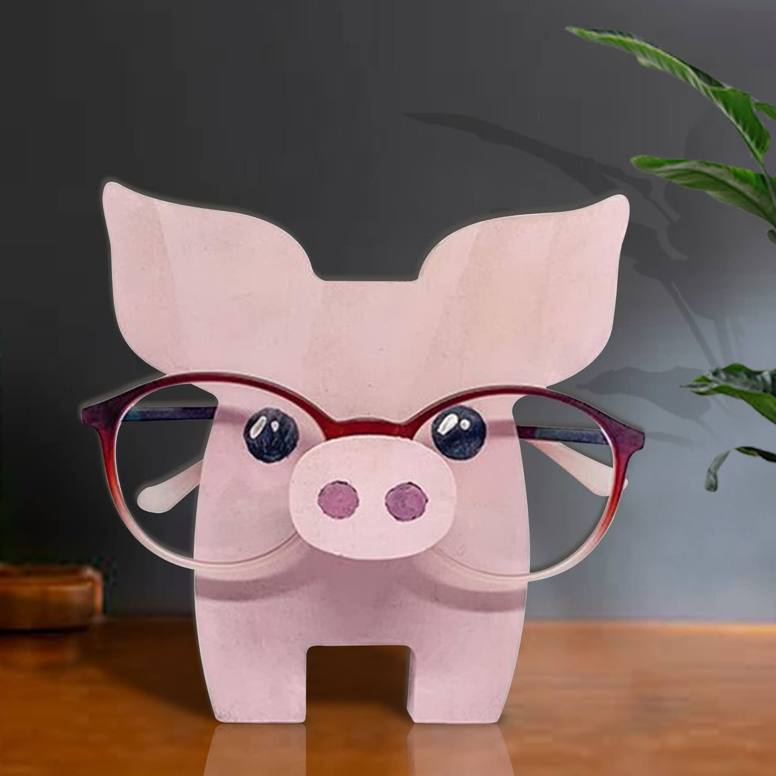 Wooden Animal Glasses Holder Stand - Cute Cartoon Eyeglass Organizer for Desk, Nightstand or Bathroom | Perfect Gift for Glasses Wearers (Color-B)