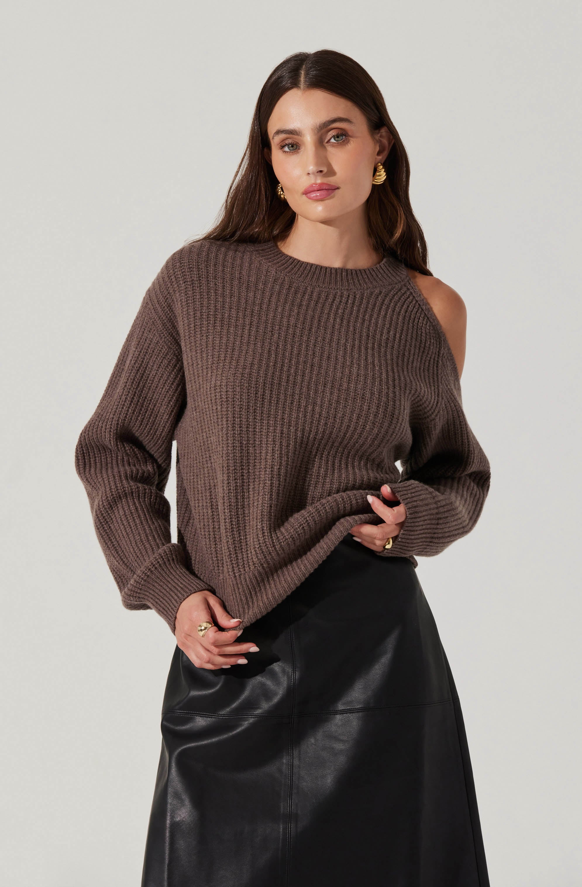 Millicent Women's Ribbed Cold Shoulder Sweater - Soft Knit Pullover for Fall & Winter - Casual Chic Tops for Outings & Date Nights