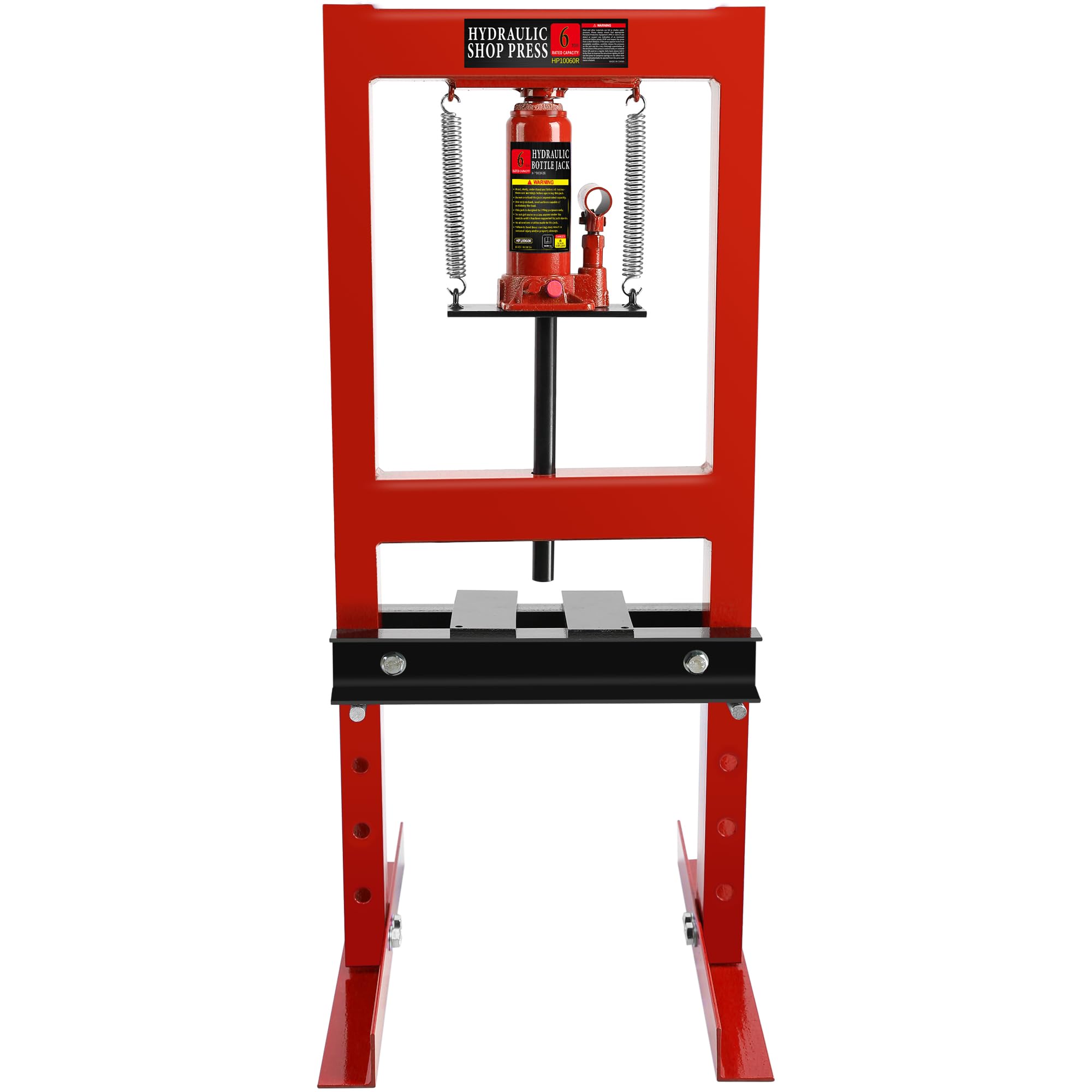 12 Ton Hydraulic H-Frame Shop Press with Adjustable Work Table - Heavy Duty Steel Floor Press for Gears, Bearings & Metalworking - Includes Press Plates & Floor Stand Jack (Red) - Perfect for Auto Repair, Industrial Maintenance & DIY Projects