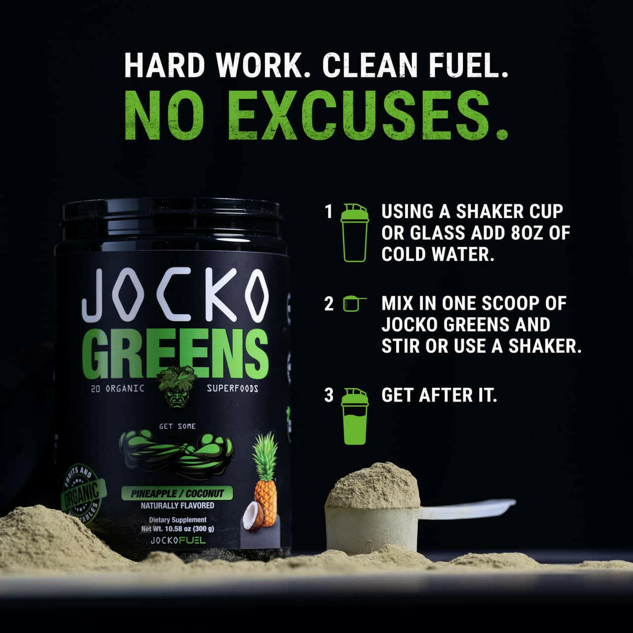 Jocko Greens Superfood Powder - Organic Greens Supplement for Energy & Immunity - Perfect for Smoothies, Shakes & Daily Nutrition Boost