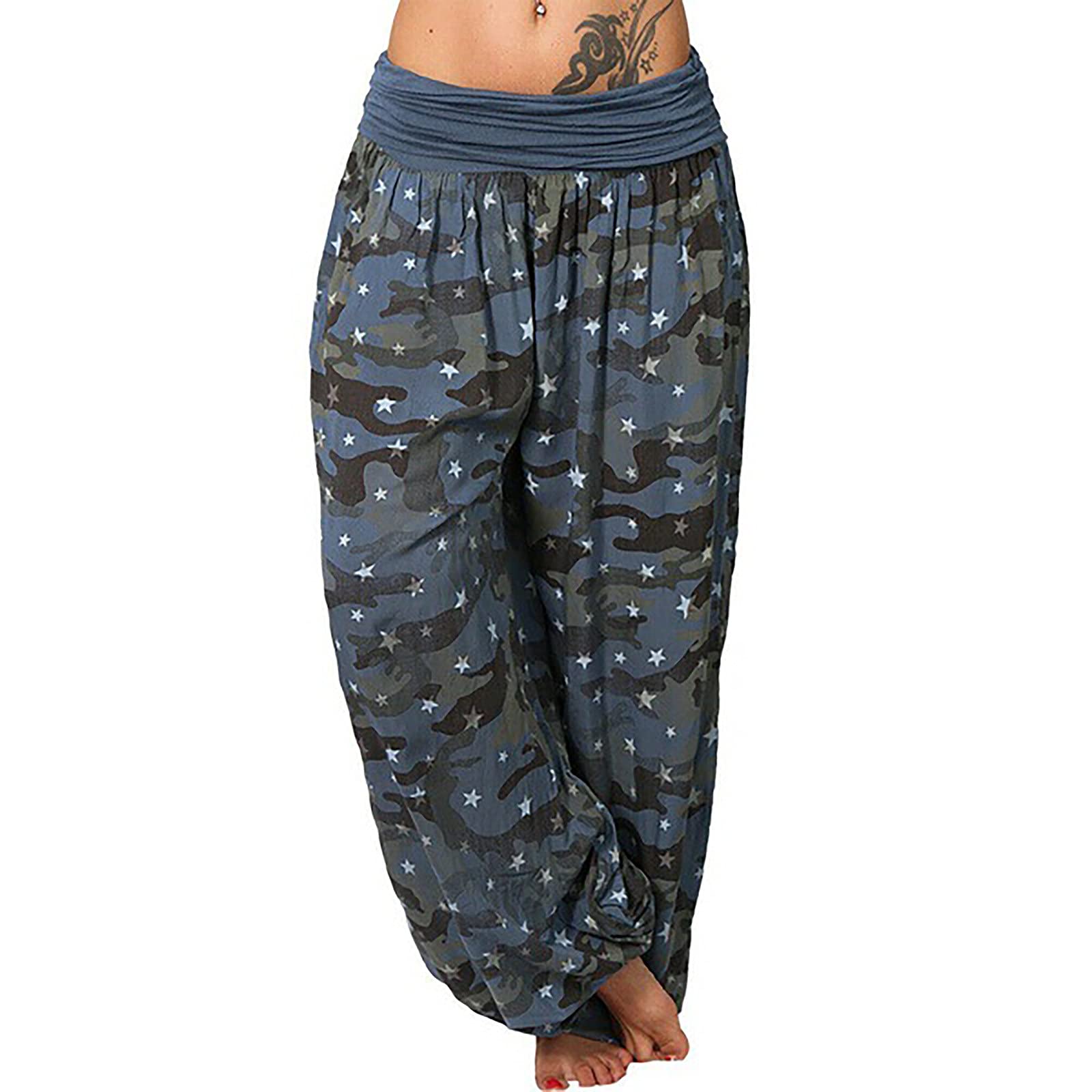 SERYU Women's Casual Loose Harem Boho Yoga Pants with Smocked Waist & Pockets - Comfortable Sweatpants for Yoga, Lounge, and Everyday Wear