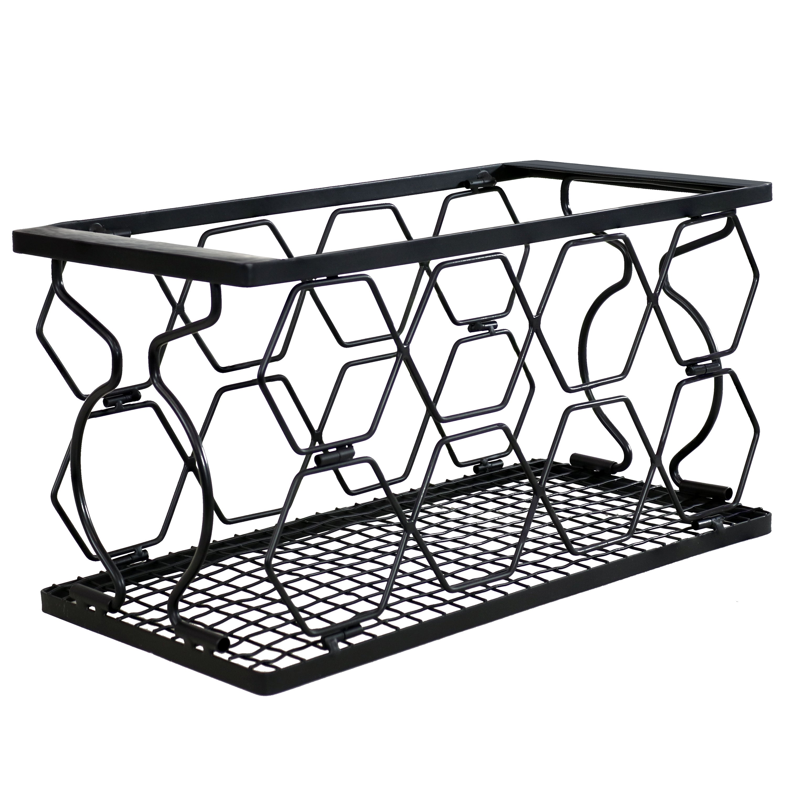 Sunnydaze Foldable Metal Countertop Wine Rack - Black | Space-Saving Wine Storage for Kitchen, Bar & Dining Room | Holds 6 Bottles