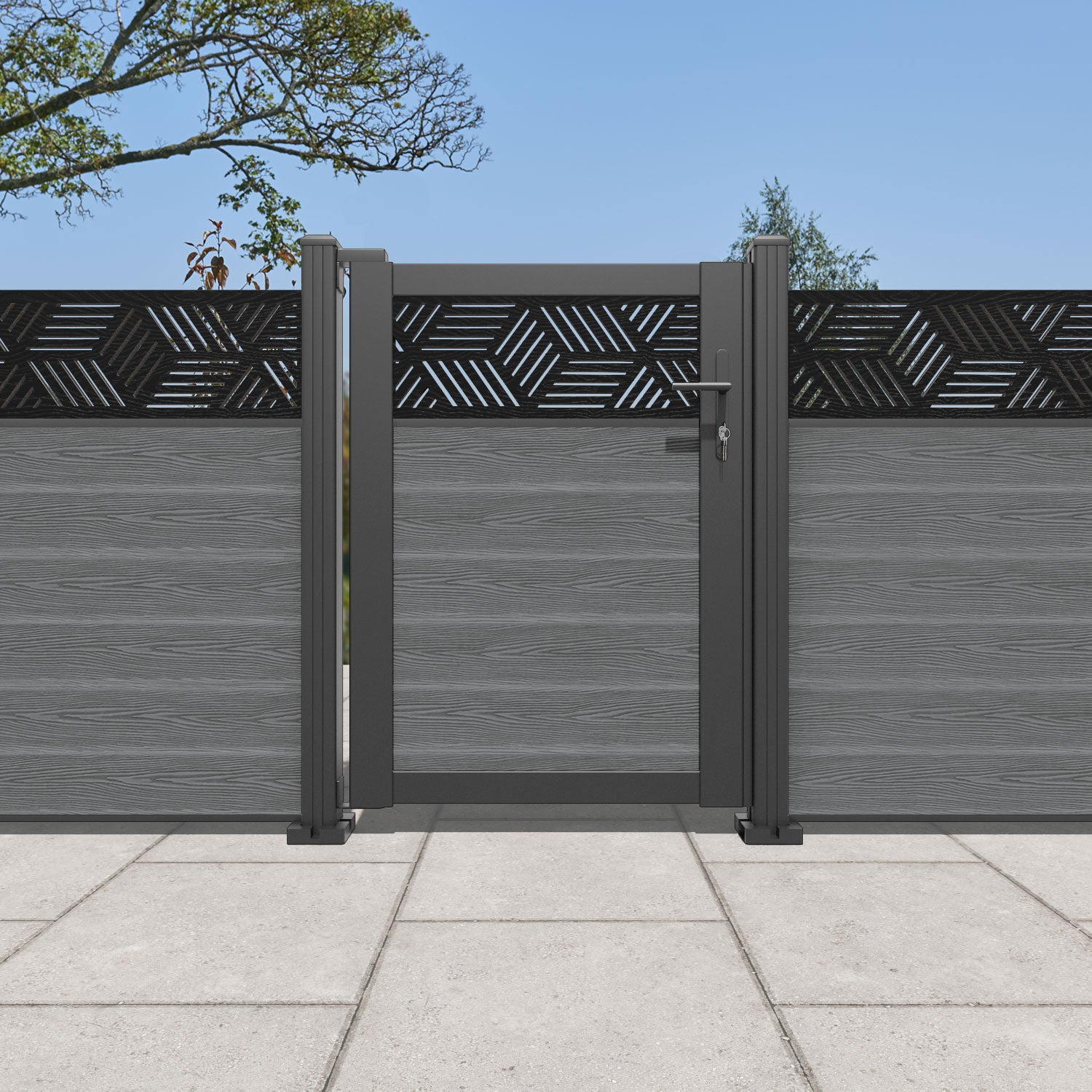 Classic Cubed Pedestrian Gate - Mid Grey | Durable Steel Walkway Gate for Home & Garden Security | Perfect for Driveways, Fences, and Entryways